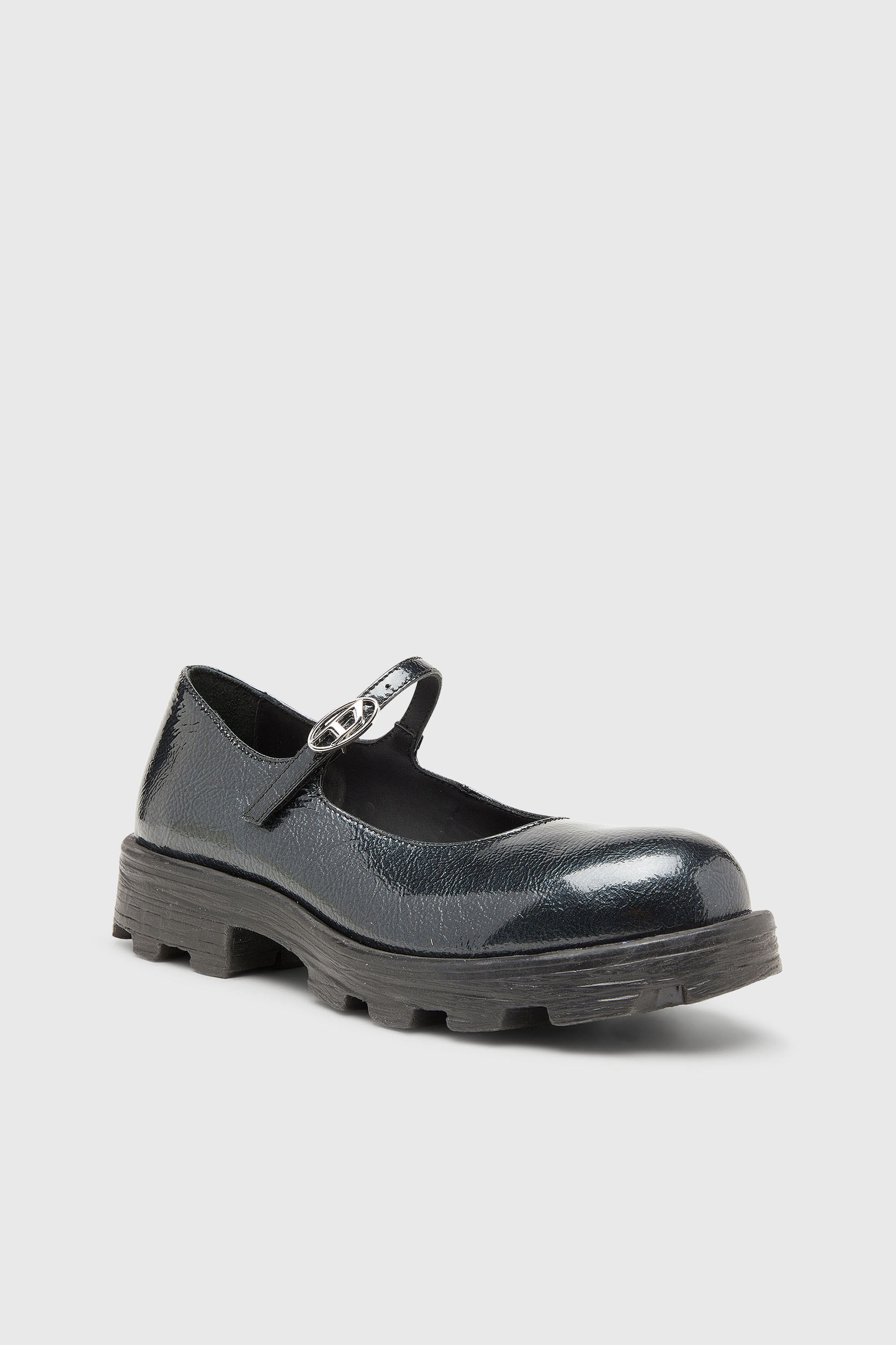 Diesel - D-HAMMER MARY JANE, D-Hammer - Babies &agrave; semelle crant&eacute;e en cuir verni Femme in Noir - 6
