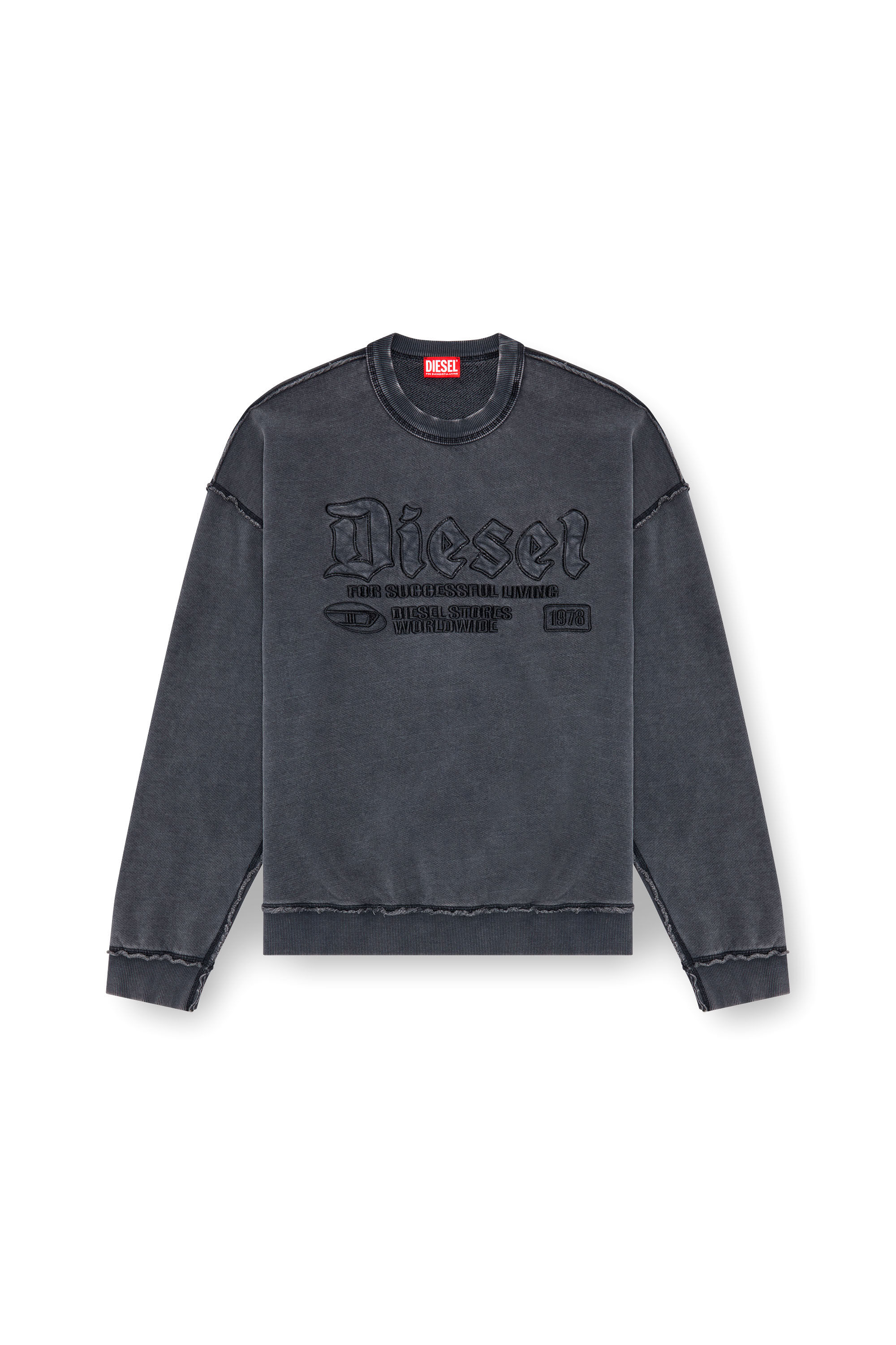 Men s Sweatshirt with logo embroidery Black Diesel