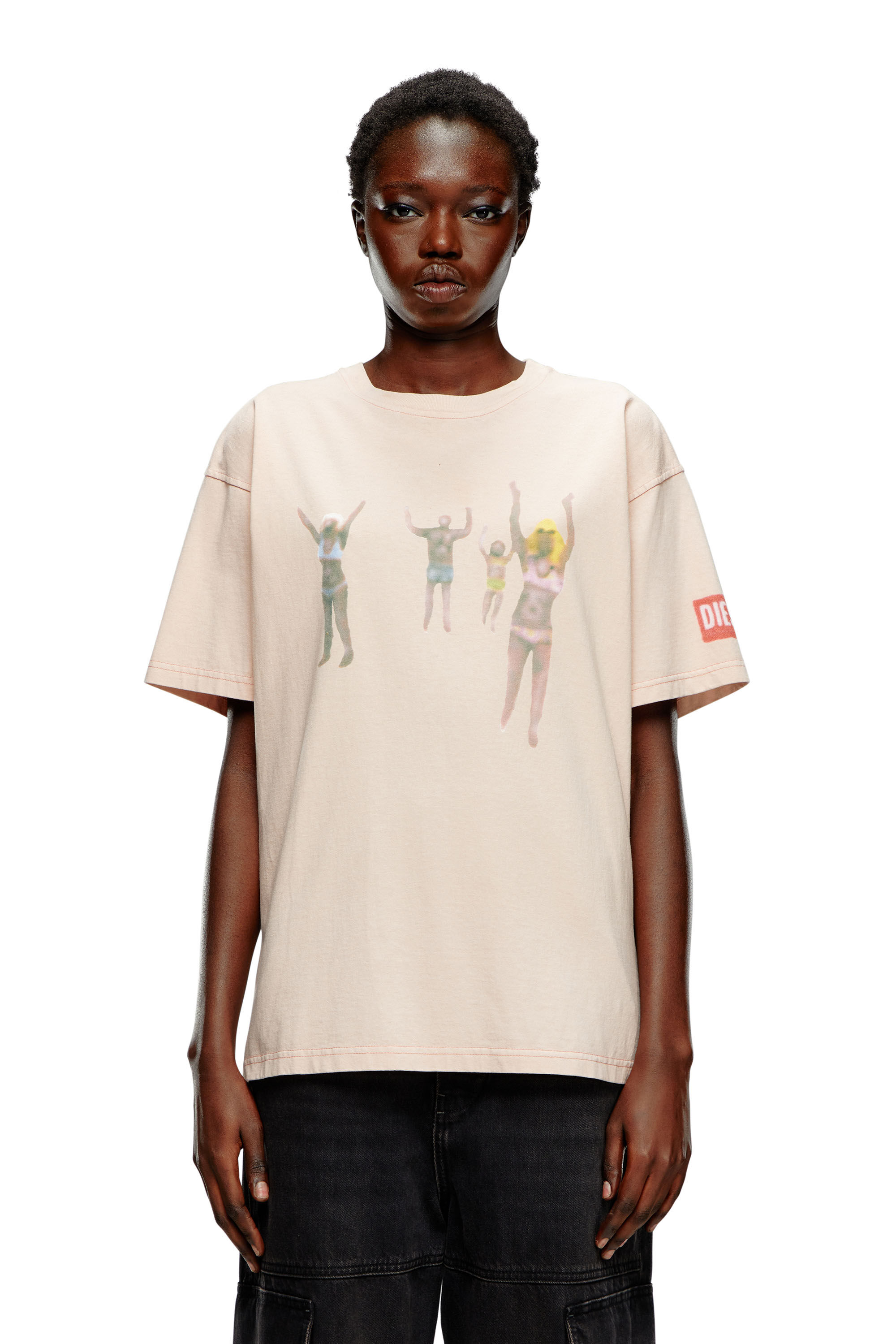 Women's T-shirt with airbrush body prints | Pink | Diesel {{Country}}