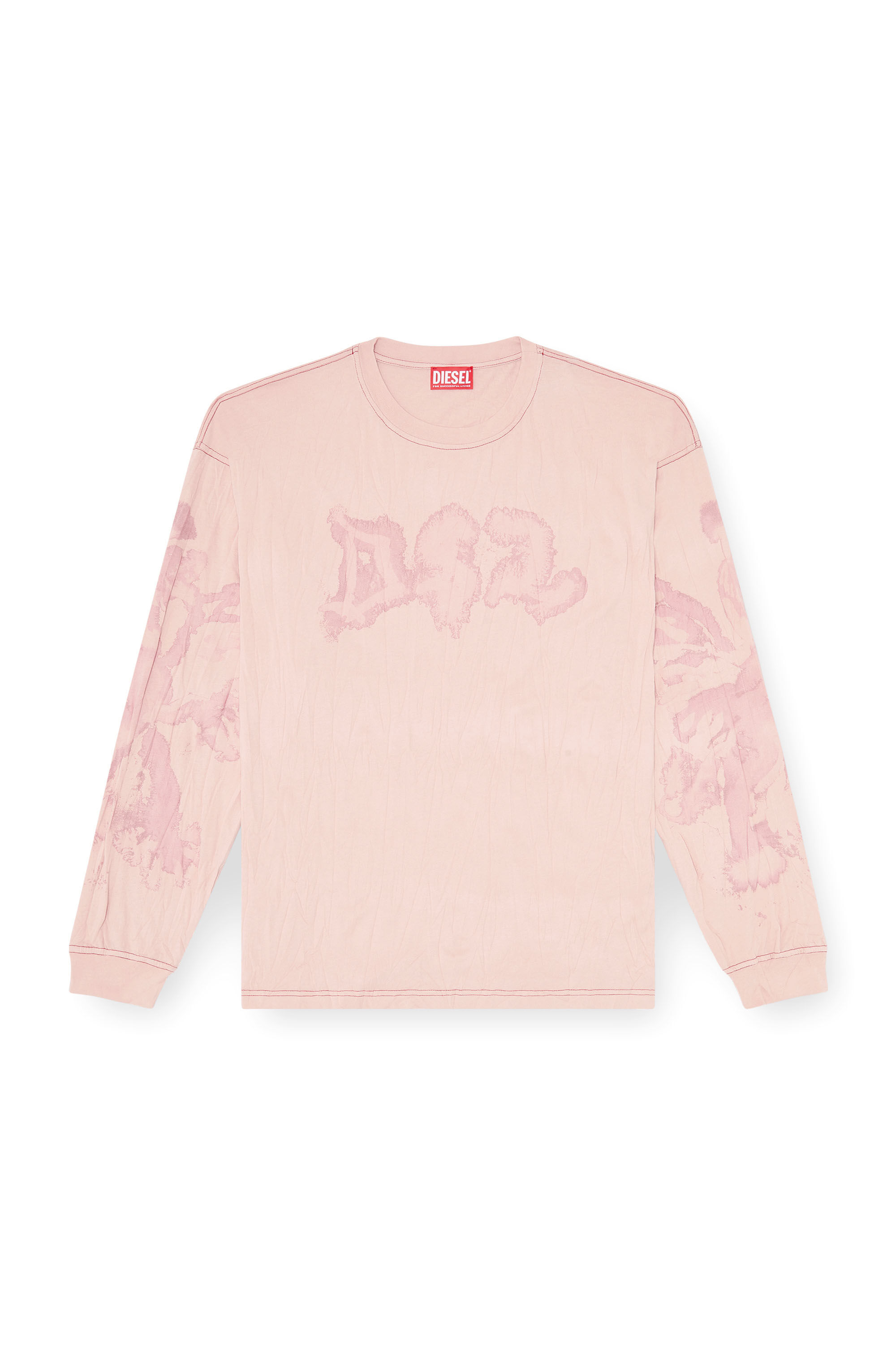 Diesel - T-BOXT-LS-AA4, T-shirt relaxed &agrave; manches longues avec imprim&eacute; tachet&eacute; Homme in Rose - 2