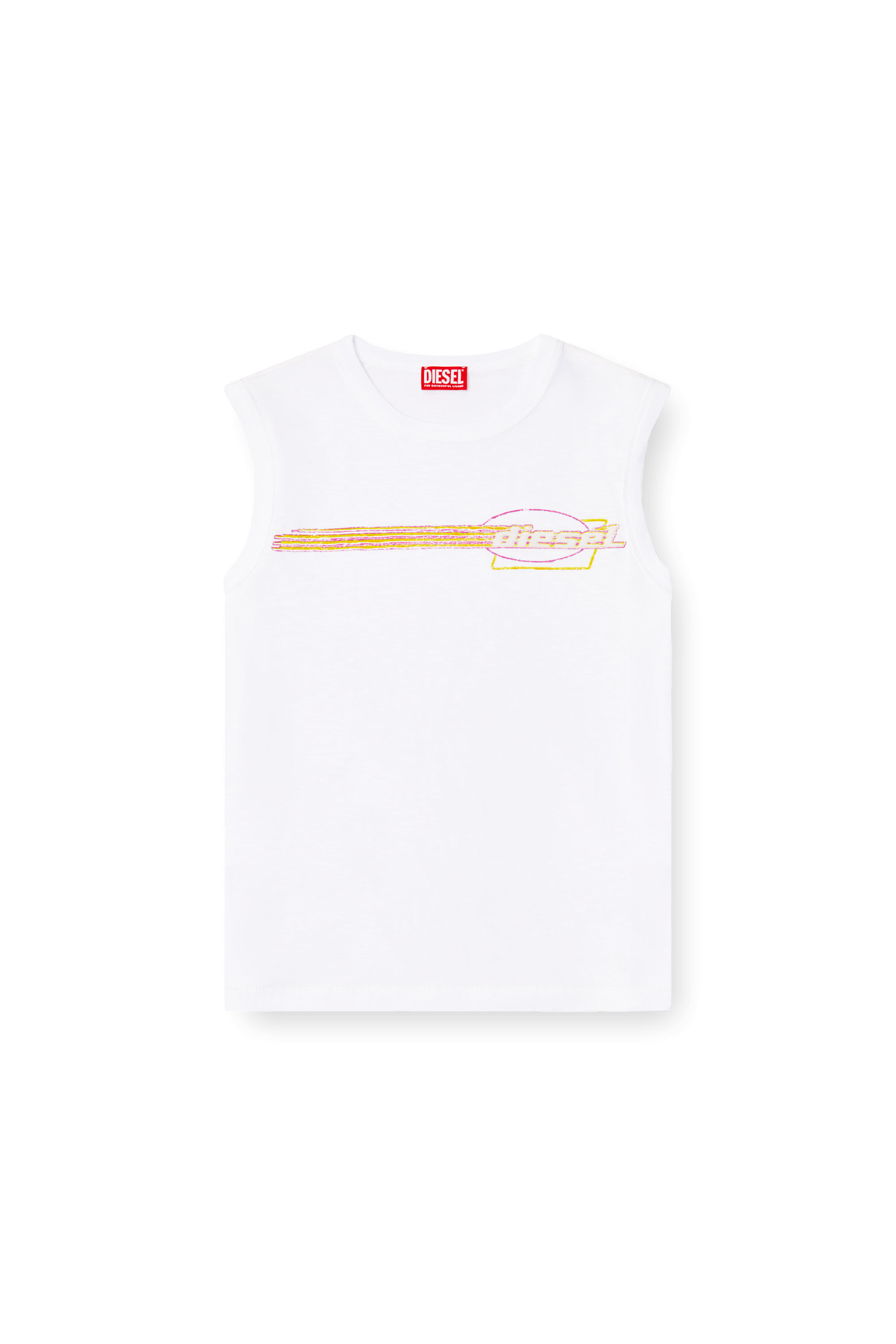 Diesel - T-BISCO-R3, Débardeur flammé avec logo graphique floqué Homme in Blanc - 2