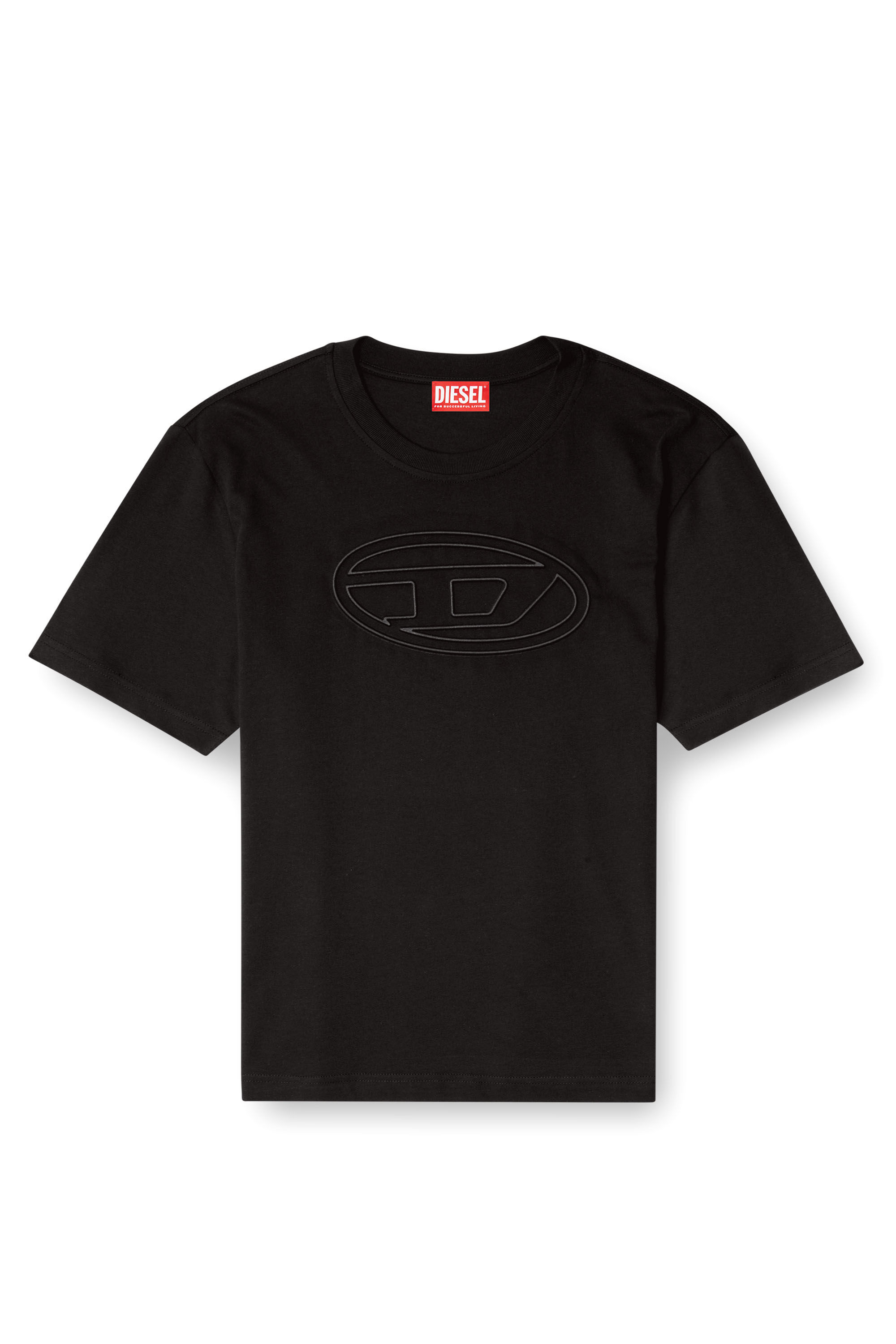 【Diesel】 T-Adjust-Od T-shirt with llic Oval D Black T-shirt avec logo Oval D métallisé Homme | Noir | Diesel