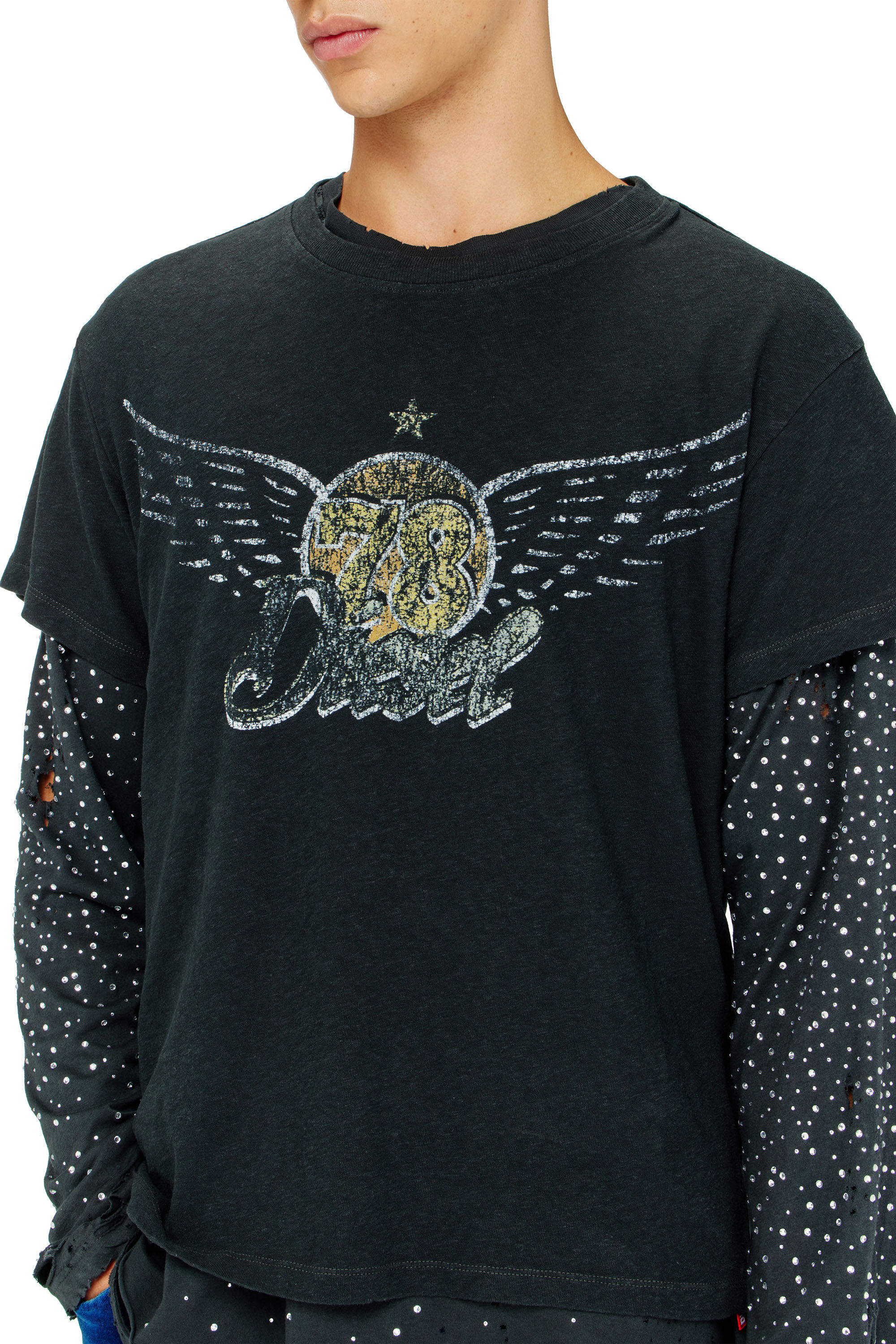 Diesel - T-GERIO-A, Man's Cotton-hemp T-shirt with concert graphics in null - 5