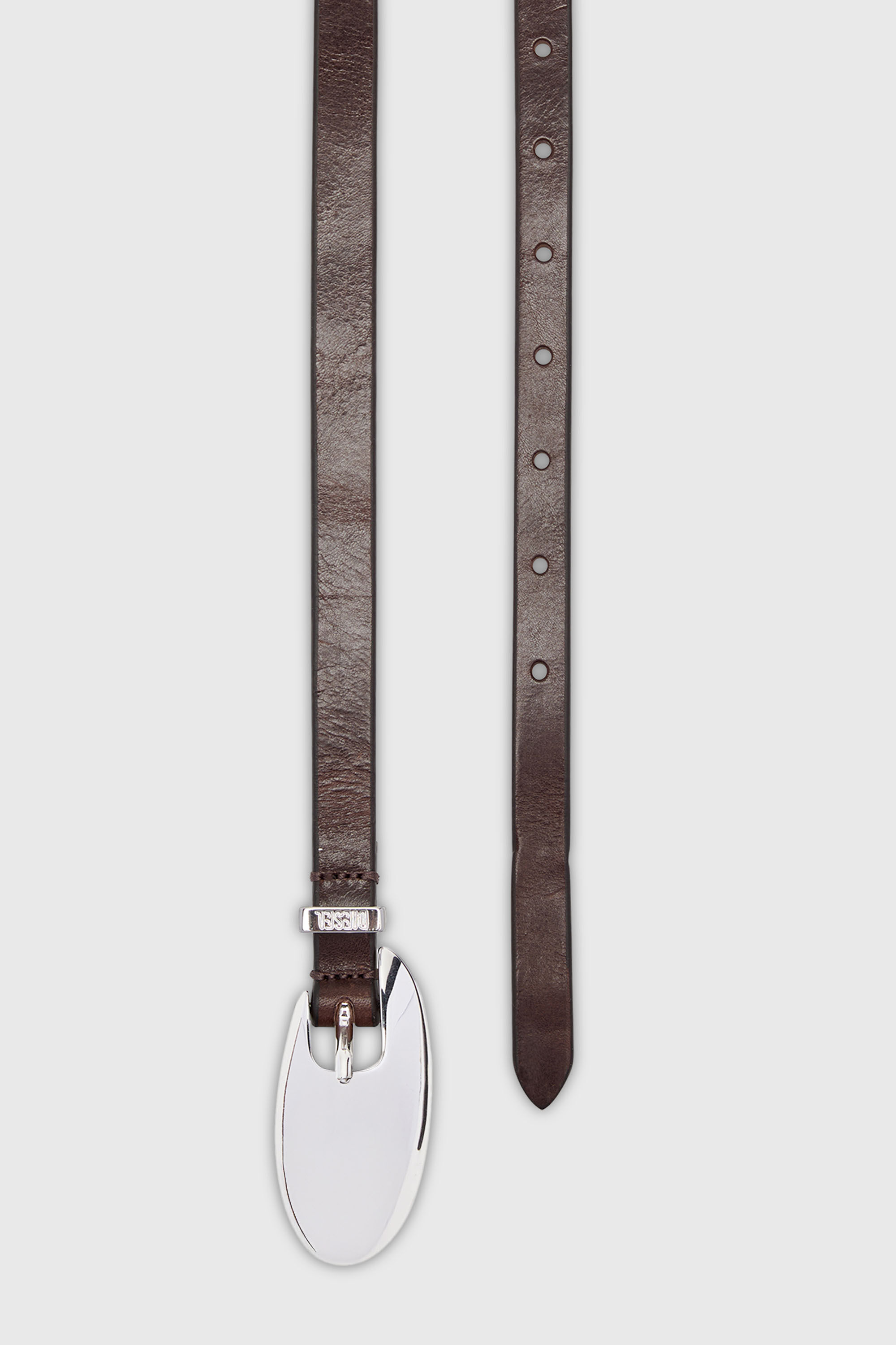 Diesel - B-ROP 15, Ceinture 1.5 cm fine en cuir avec boucle sculpturale Femme in Marron - 3