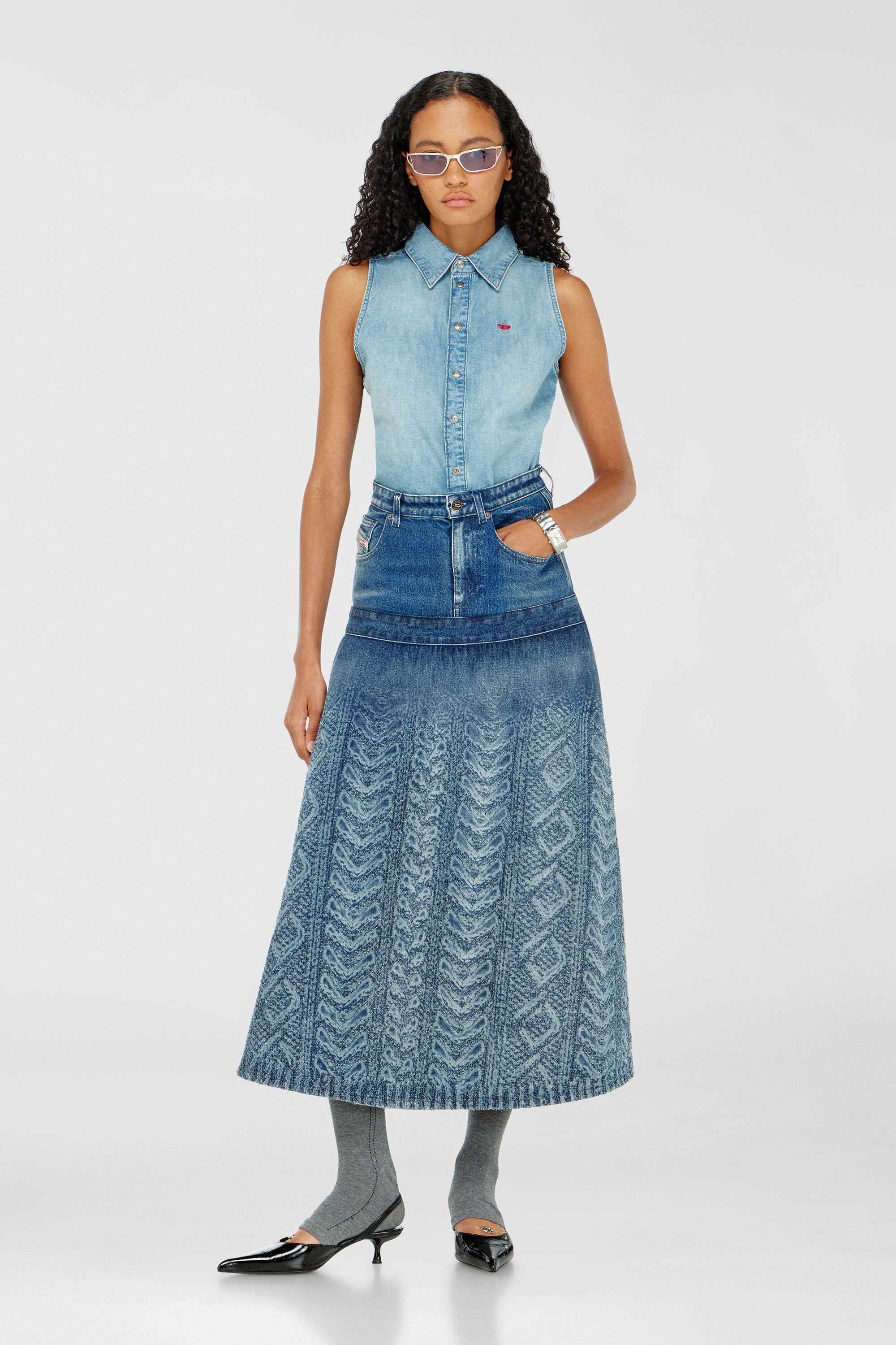 Diesel - DE-EAZY-SL, Chemise en denim sans manches Femme in Bleu - 1