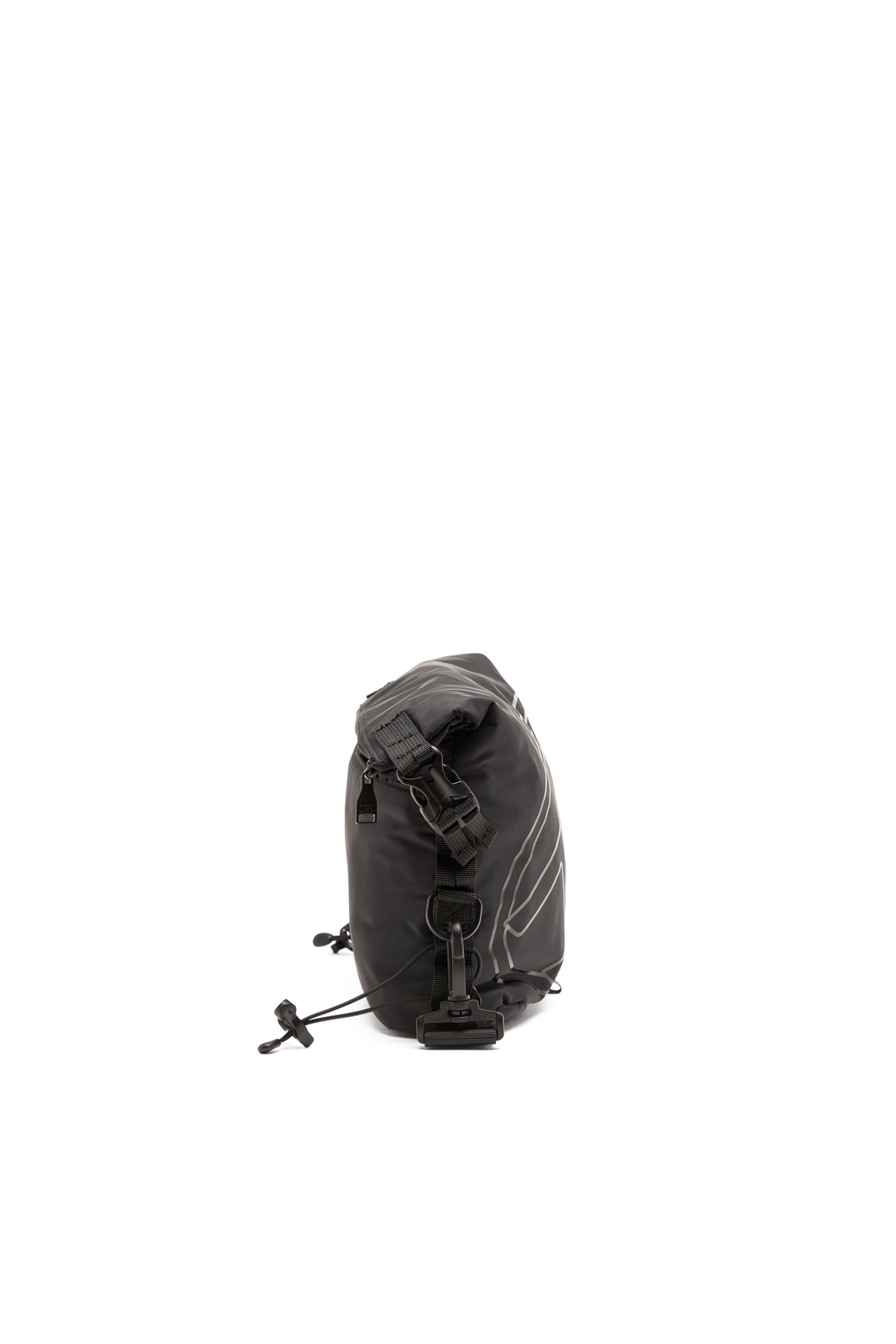 Diesel - DRAPE CROSSBODY, Homme Drape-Sac à bandoulière en nylon avec imprimé Oval D in Noir - Image 4