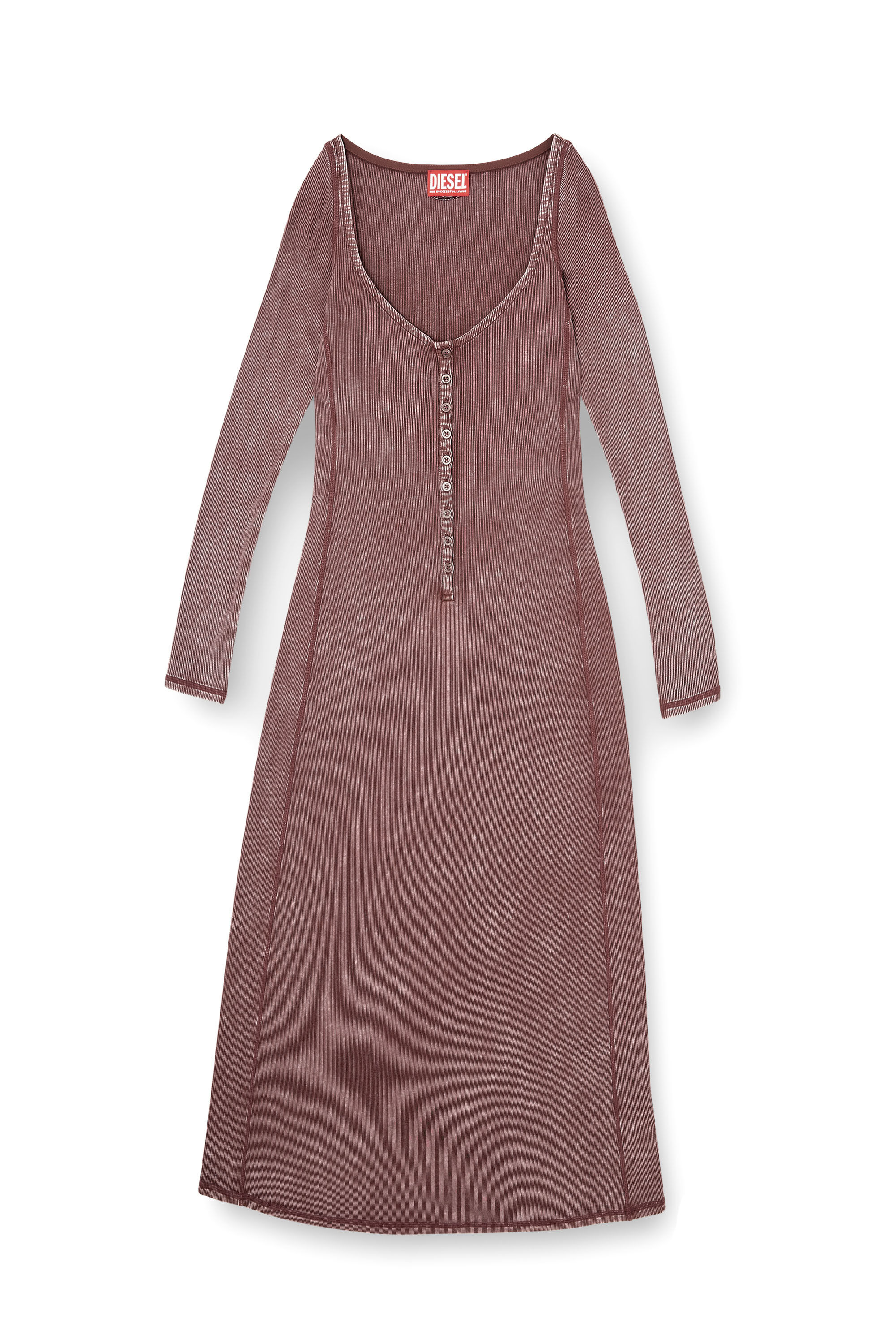 Diesel - D-LEY, Robe mi-longue en jersey côtelé délavé Femme in ToBeDefined - 2