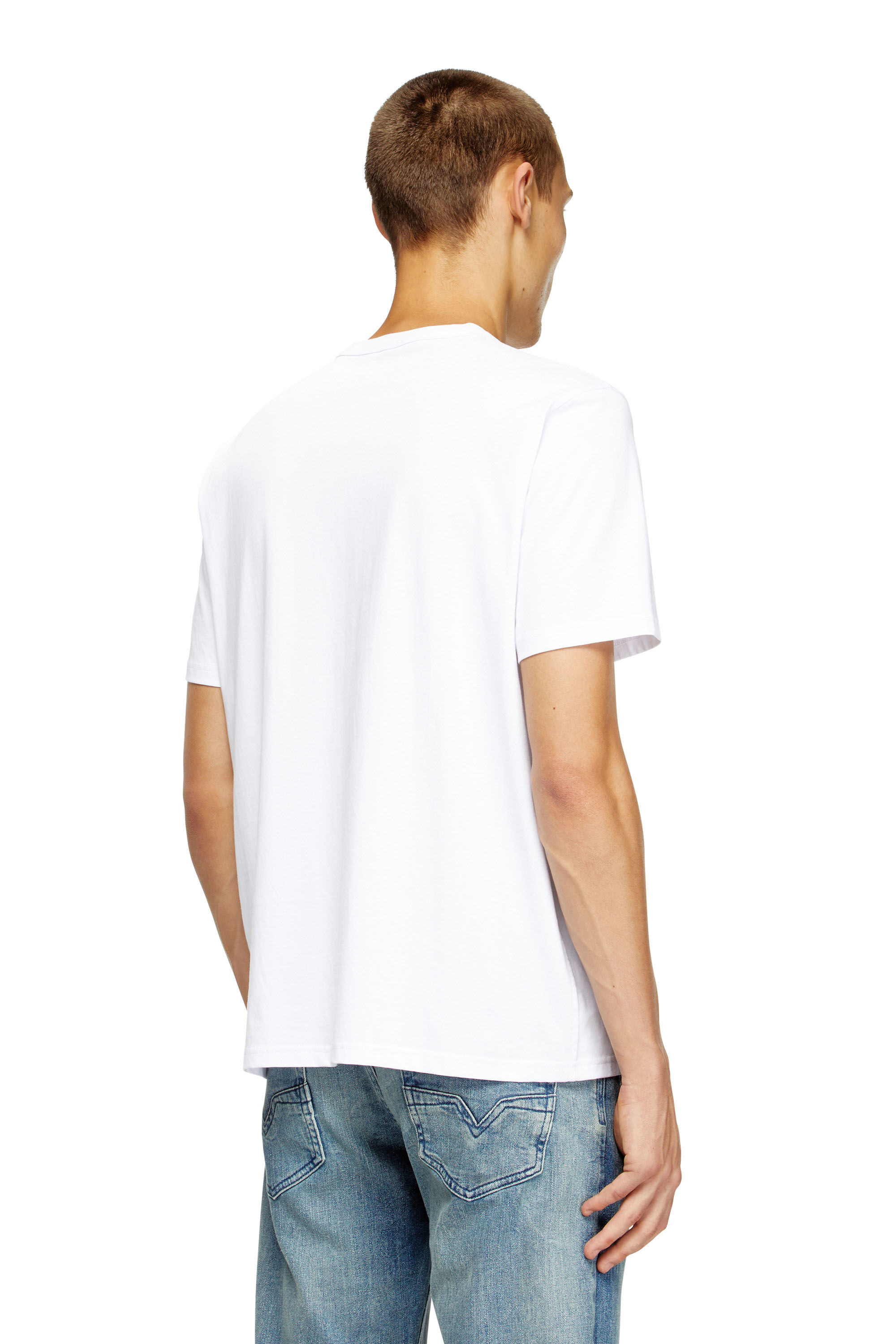 Diesel - T-ADJUST-MICRODIV, T-shirt avec logo micro-brodé Mixte in Blanc - 4