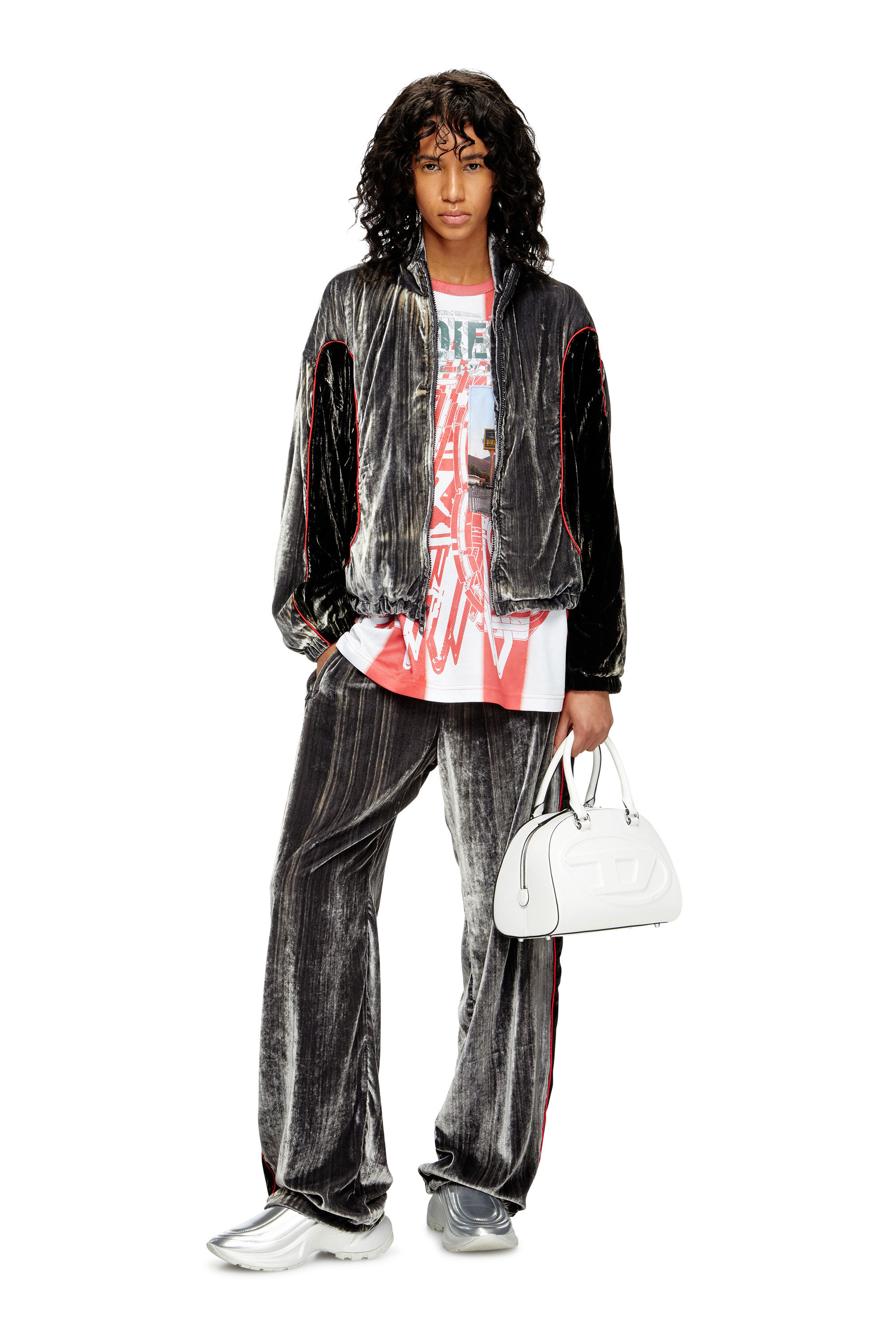 Diesel - G-RIFFIN, Veste de survêtement en velours traité Femme in ToBeDefined - 1