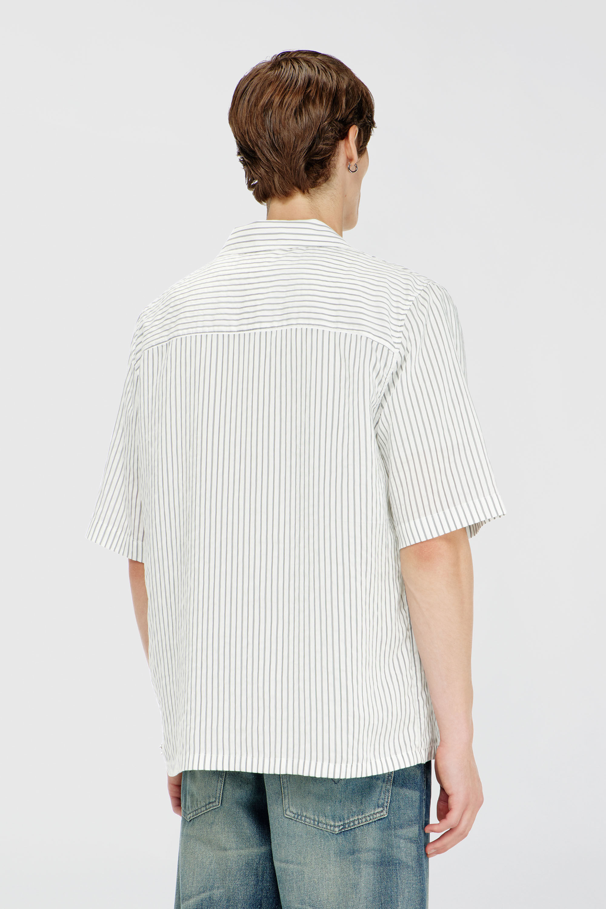 Diesel - S-MAC-EFBV, Chemise &agrave; manches courtes en modal &agrave; rayures fines Homme in Polychrome - 4