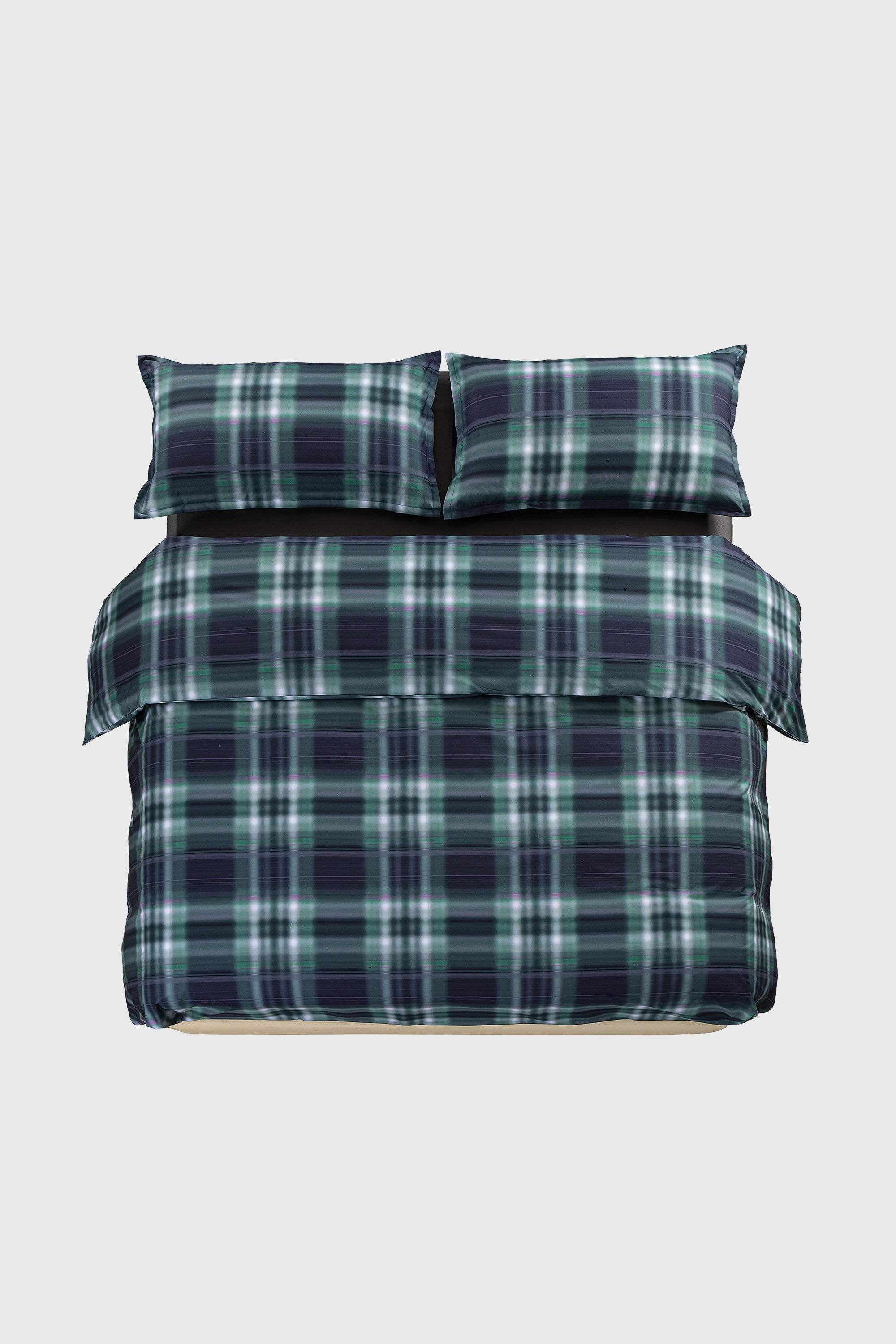 Diesel - 1016334 HAZY TARTAN BLUE DUVET COVER SET, Parure de housse de couette en percale pour lit queen size Mixte in Polychrome - 1