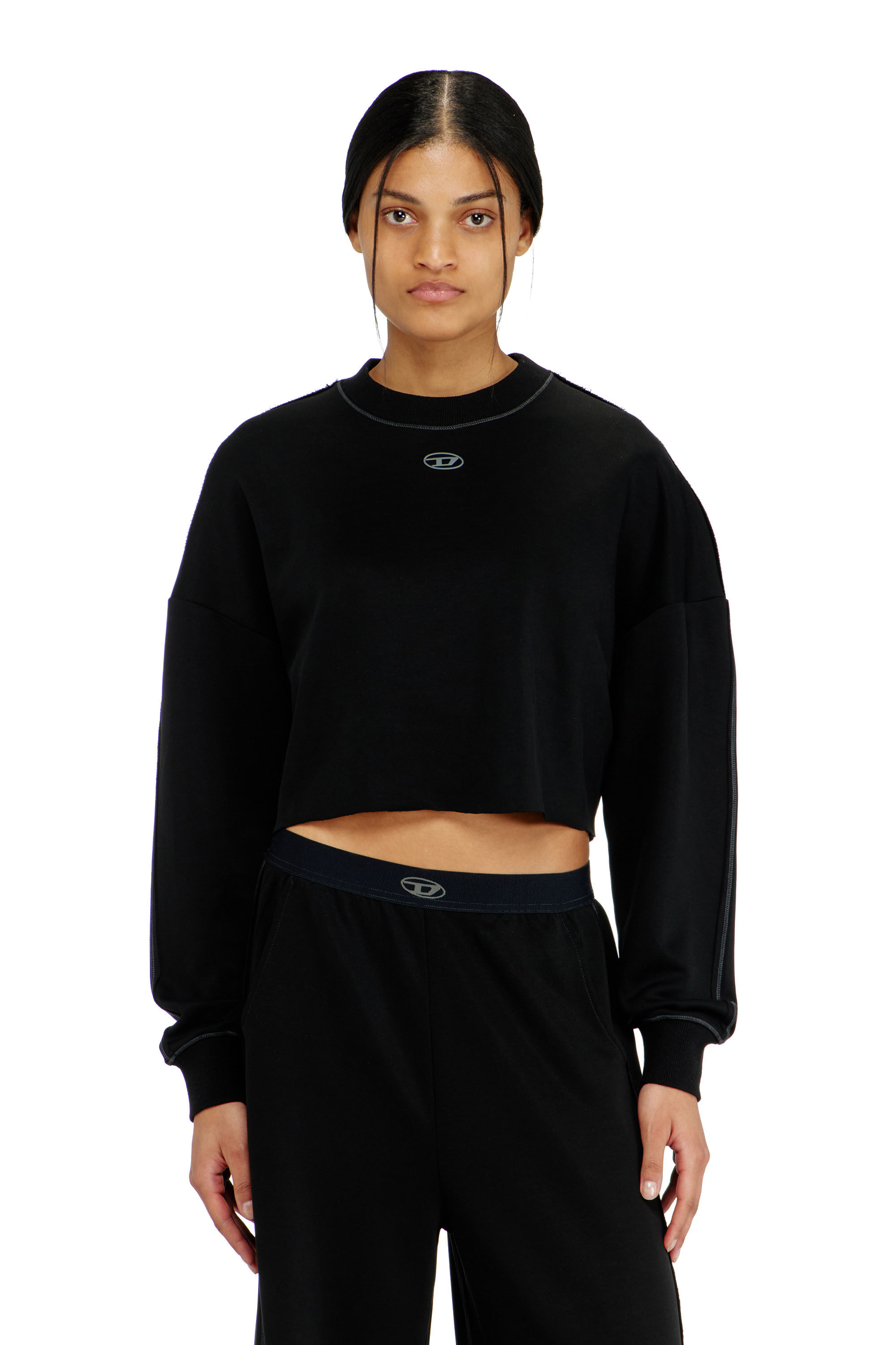 Diesel - BLAKE-UTLT, Crop top en scuba stretch l&eacute;ger Femme in Noir - 2