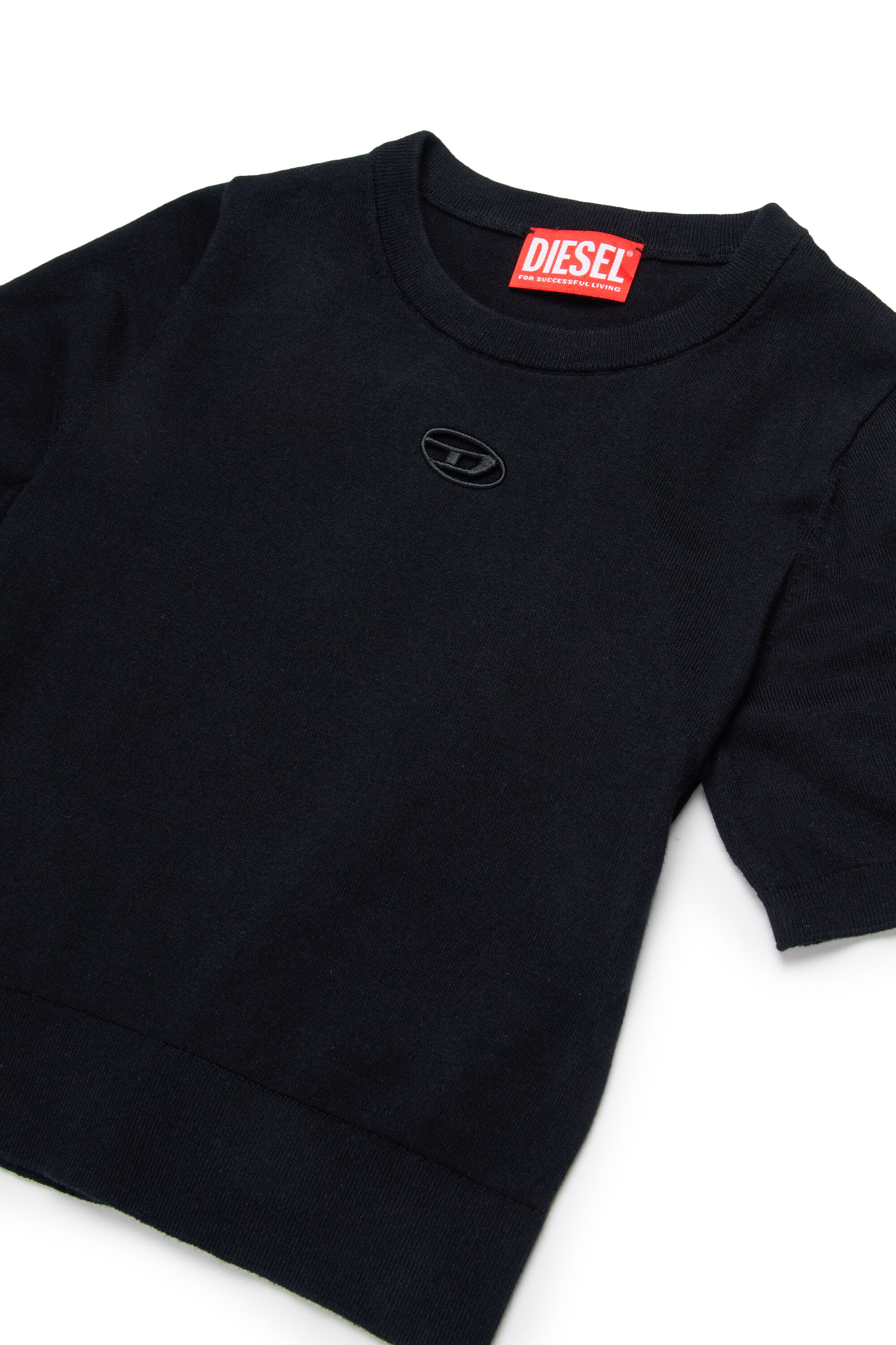 Diesel - KMARGA, T-shirt en tricot avec cut-out à logo Oval D Femme in Noir - 3