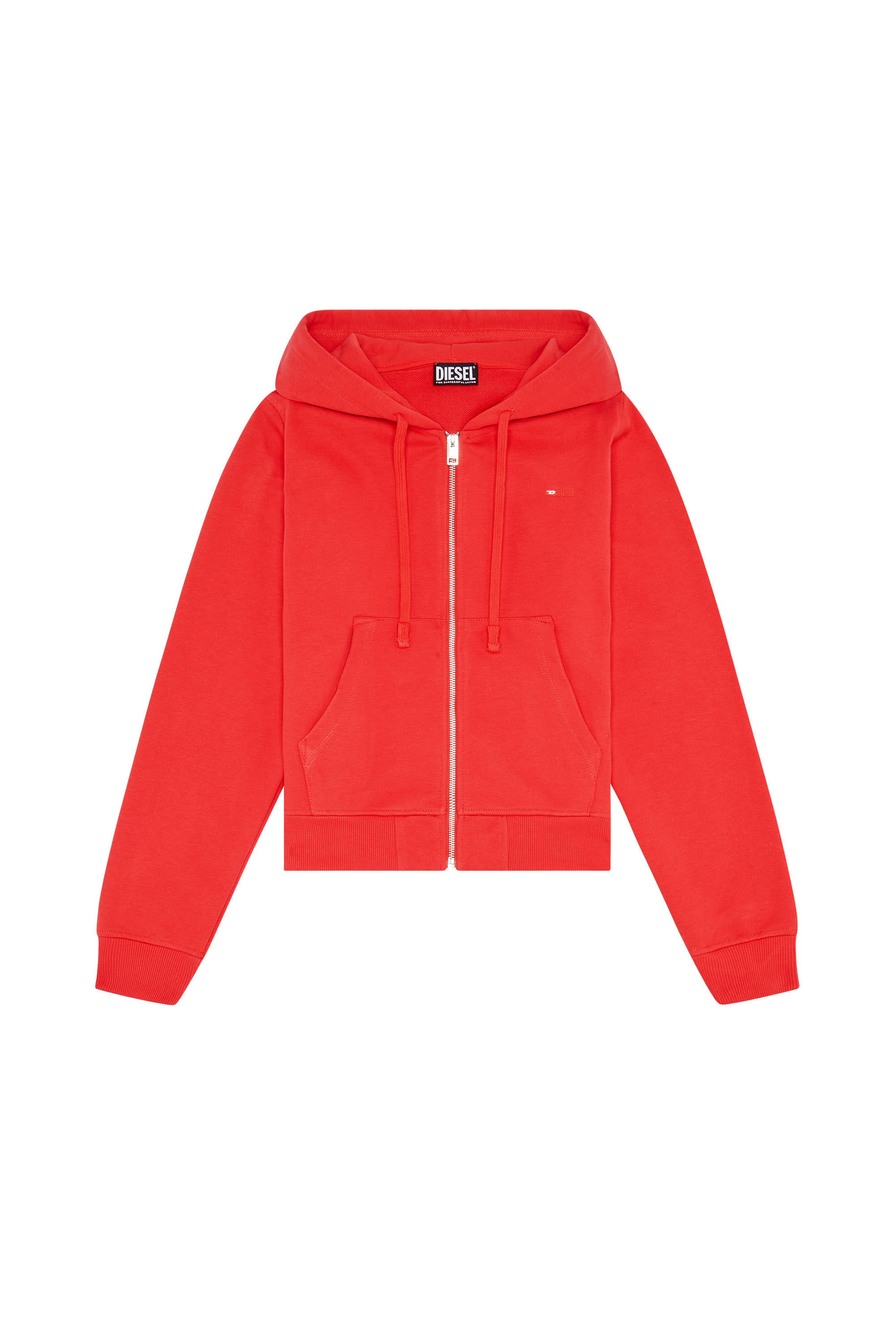 Diesel - F-REGGY-HOOD-ZIP-MICRODIV, Femme Sweat-shirt à capuche avec micro logo brodé in Rouge - Image 2