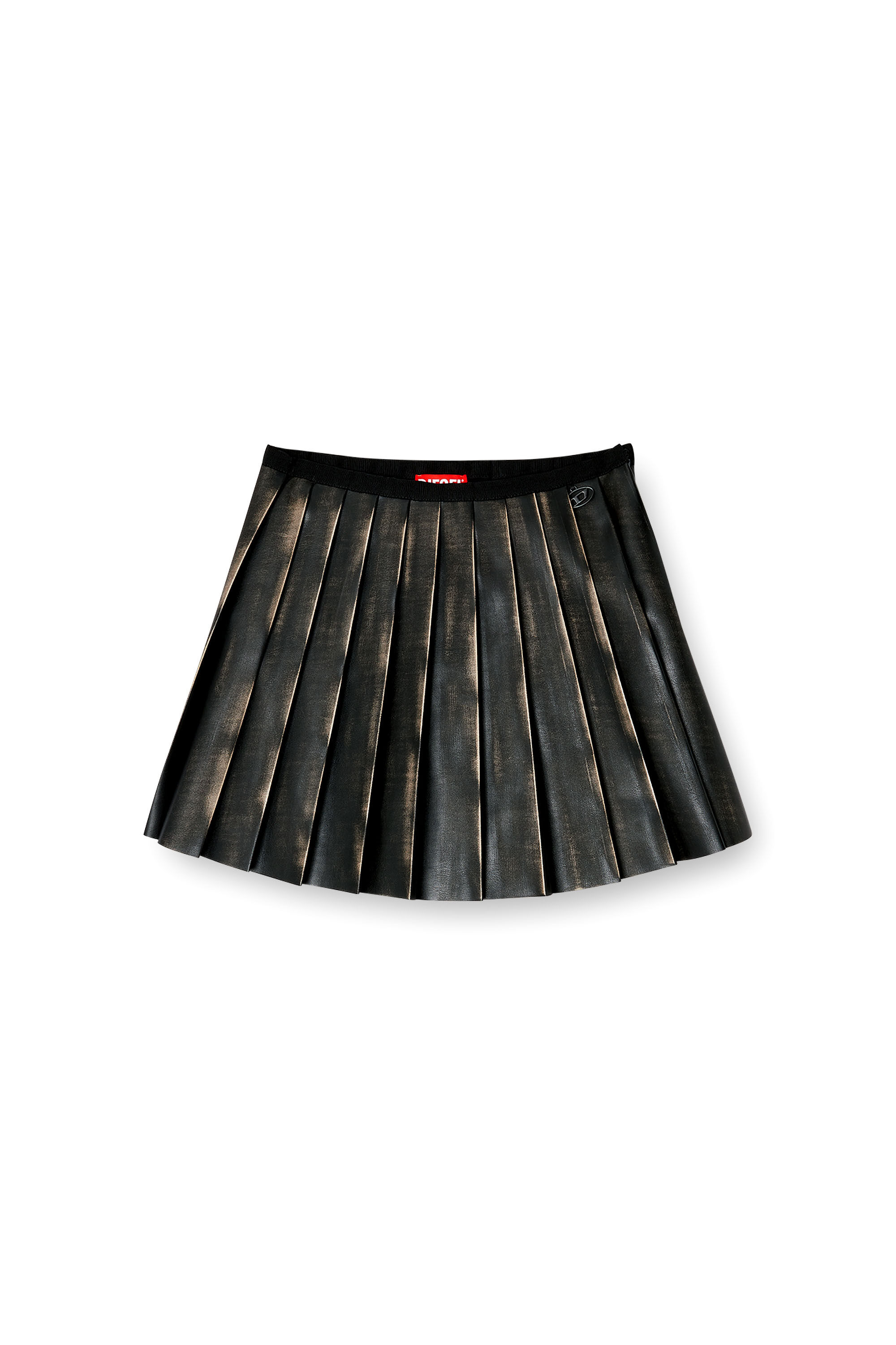 Diesel - O-SAKA-MINI, Minijupe pliss&eacute;e avec effet us&eacute; Femme in Marron - 2