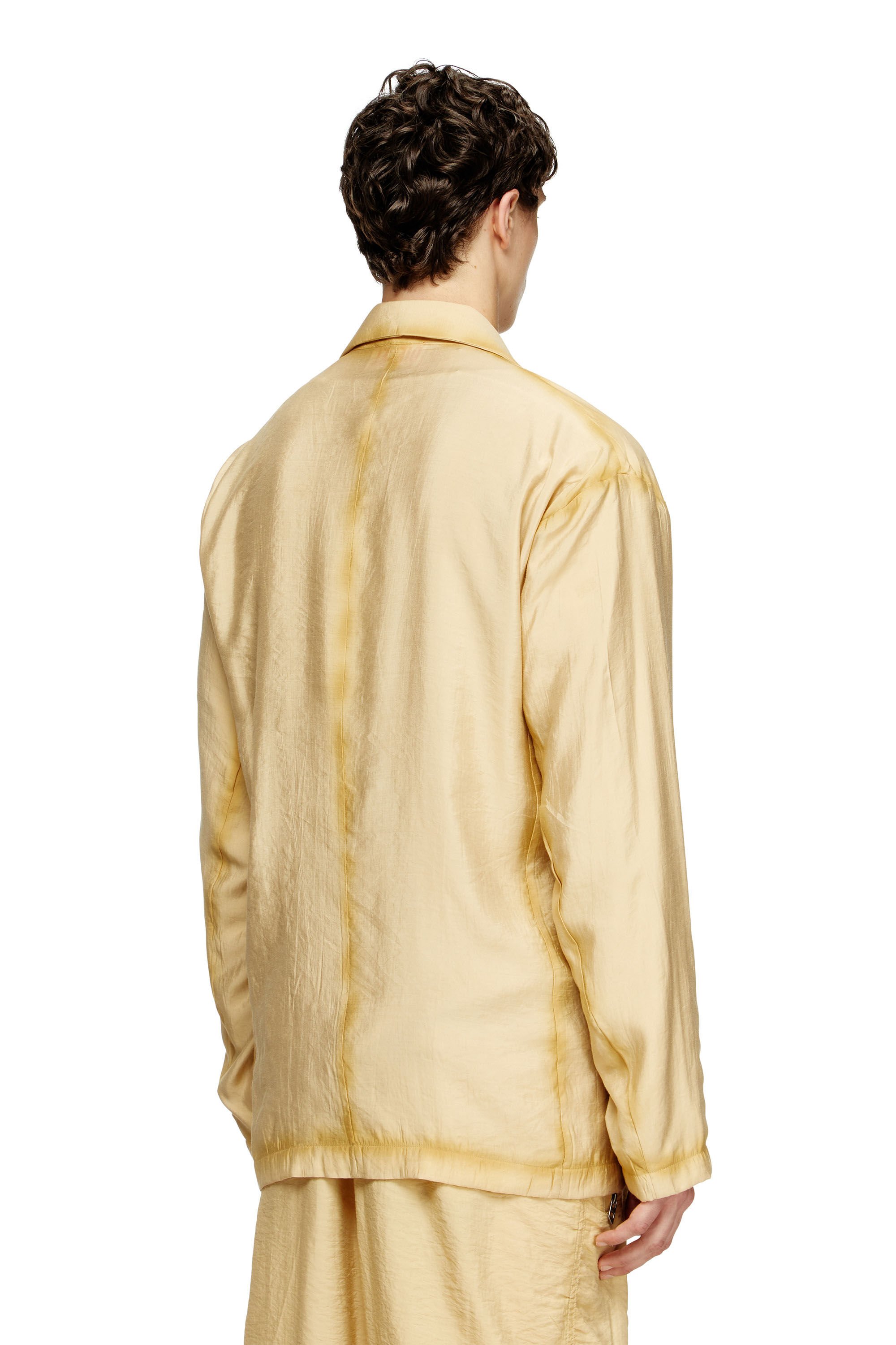Diesel - J-KEYSERY, Blazer croisé en tissu froissé Homme in Beige - 3