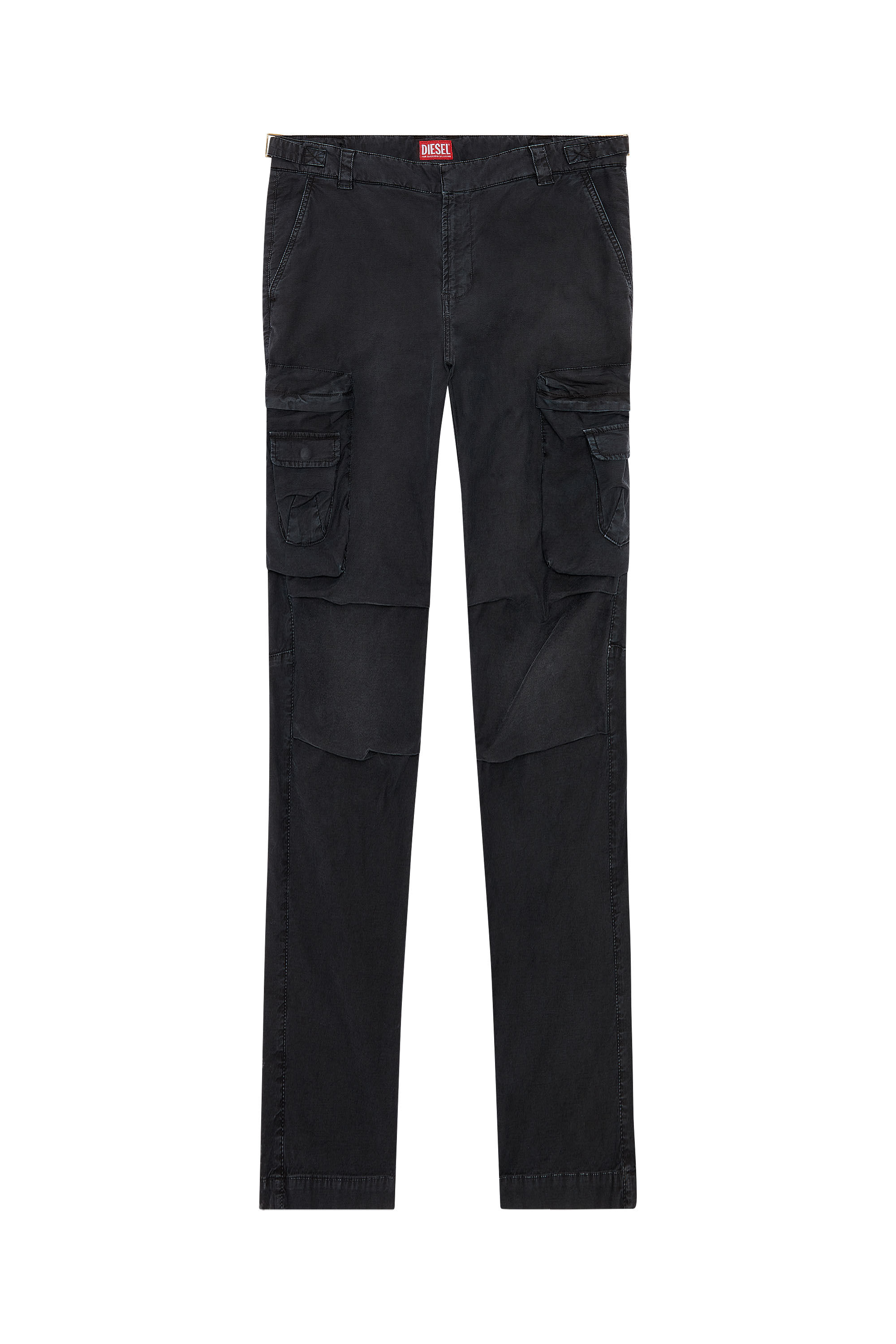 Diesel - P-ARGYM-NEW-A, Man's Faded cargo pants in stretch cotton in Black - 1