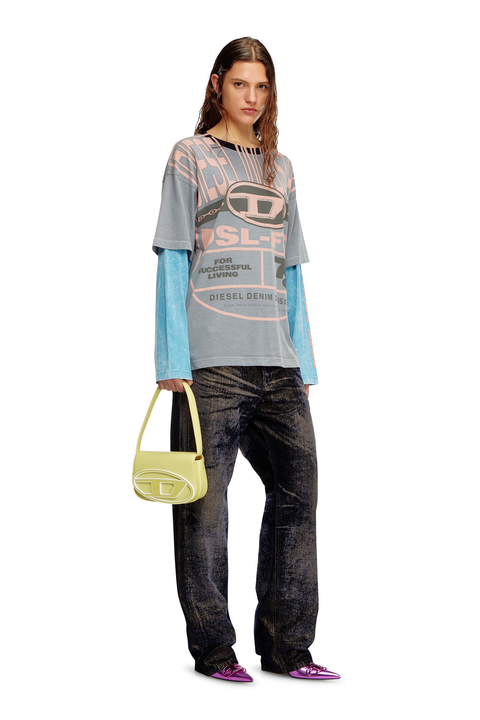 Diesel - 1DR, Femme 1DR-Sac à bandoulière emblématique en cuir pastel in Jaune - Image 6
