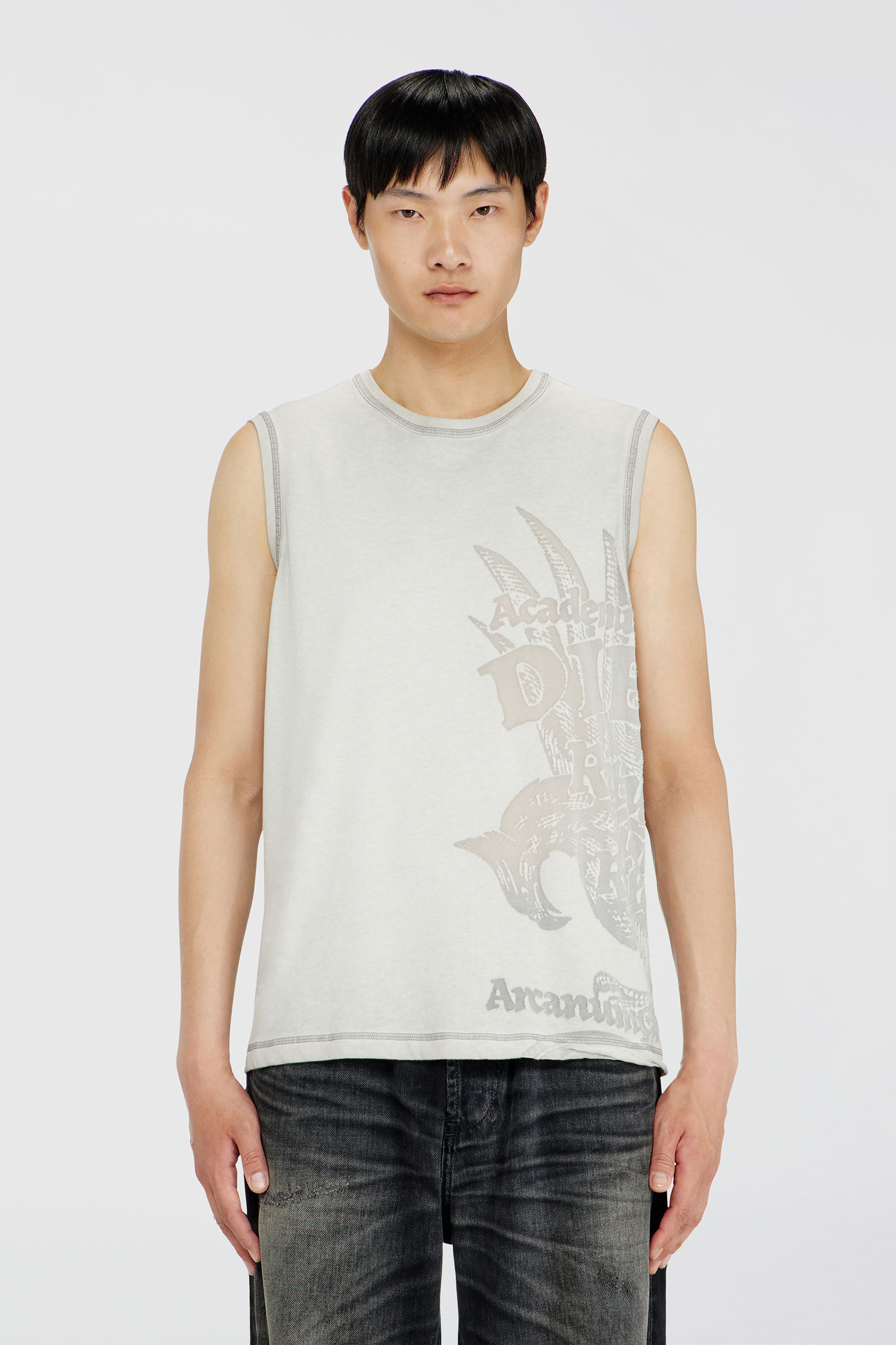 Diesel - T-RAWBISCO, D&eacute;bardeur sans manches avec graphismes emboss&eacute;s Homme in Gris - 3