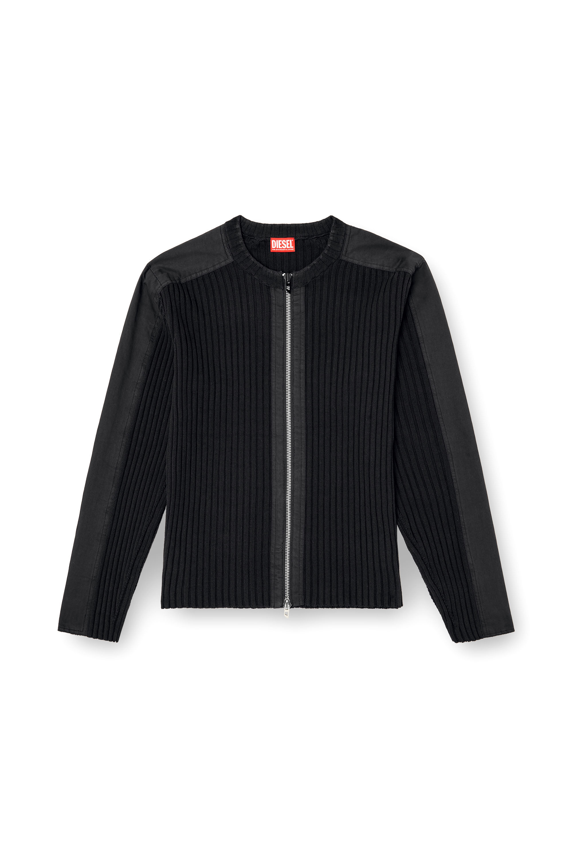 Diesel - K-MATTY, Cardigan zipp&eacute; avec empi&egrave;cements utilitaires Homme in Noir - 2