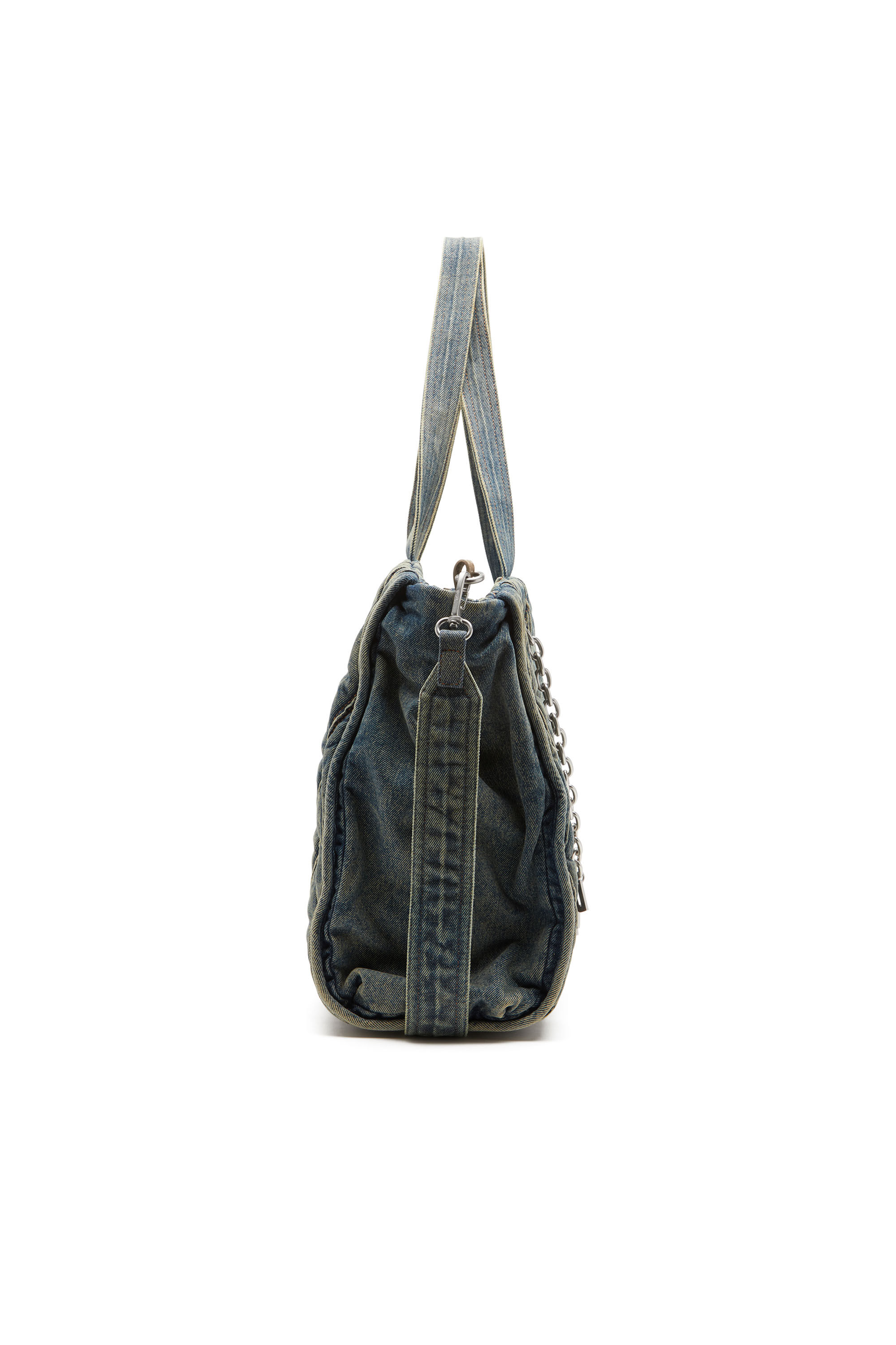 Women s Charm D Tote bag in Argyle quilted denim Blue Diesel