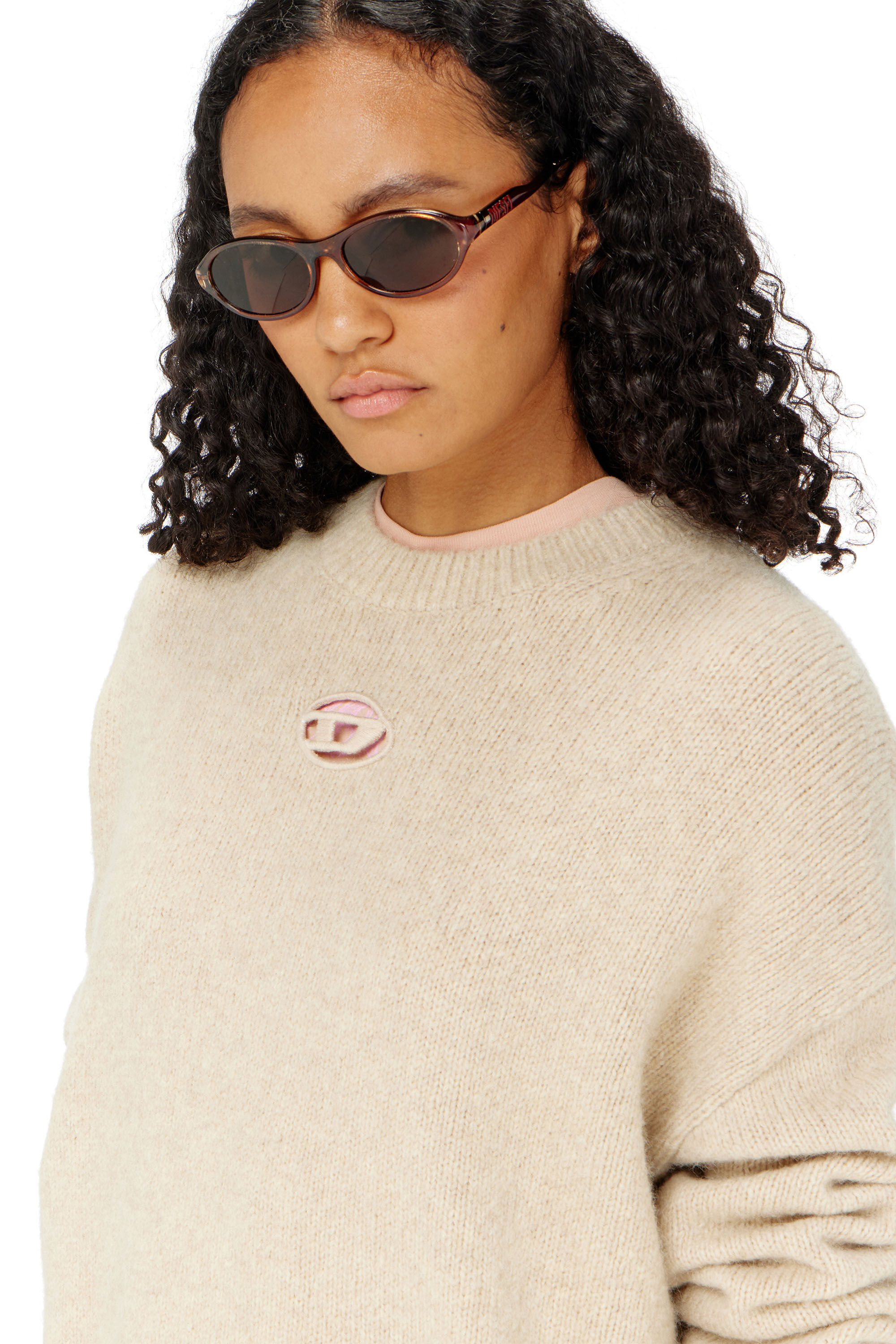 Diesel - M-AREETA, Pull en laine et m&eacute;lange d'alpaga Femme in Beige - 5