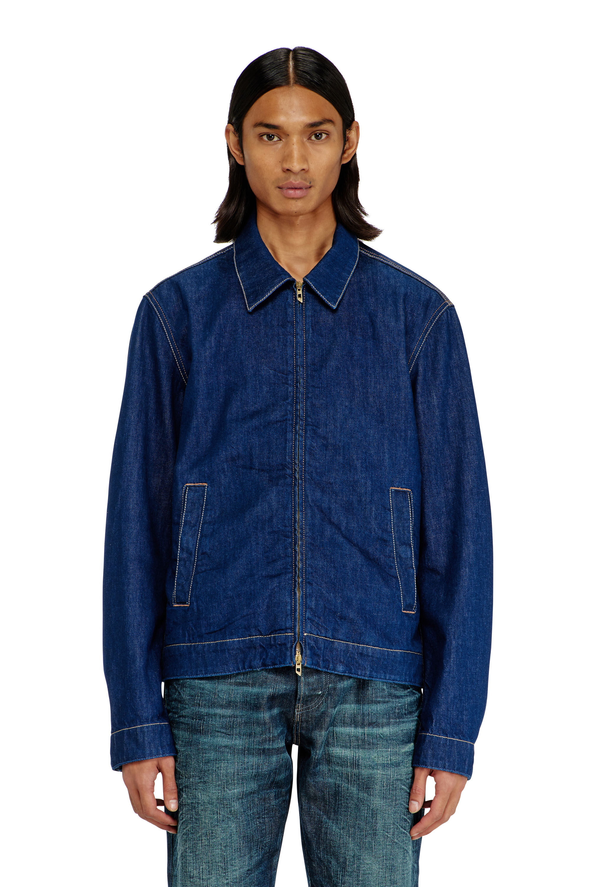 Diesel - D-ROHE, Veste coach en rinse denim Homme in Bleu - 3