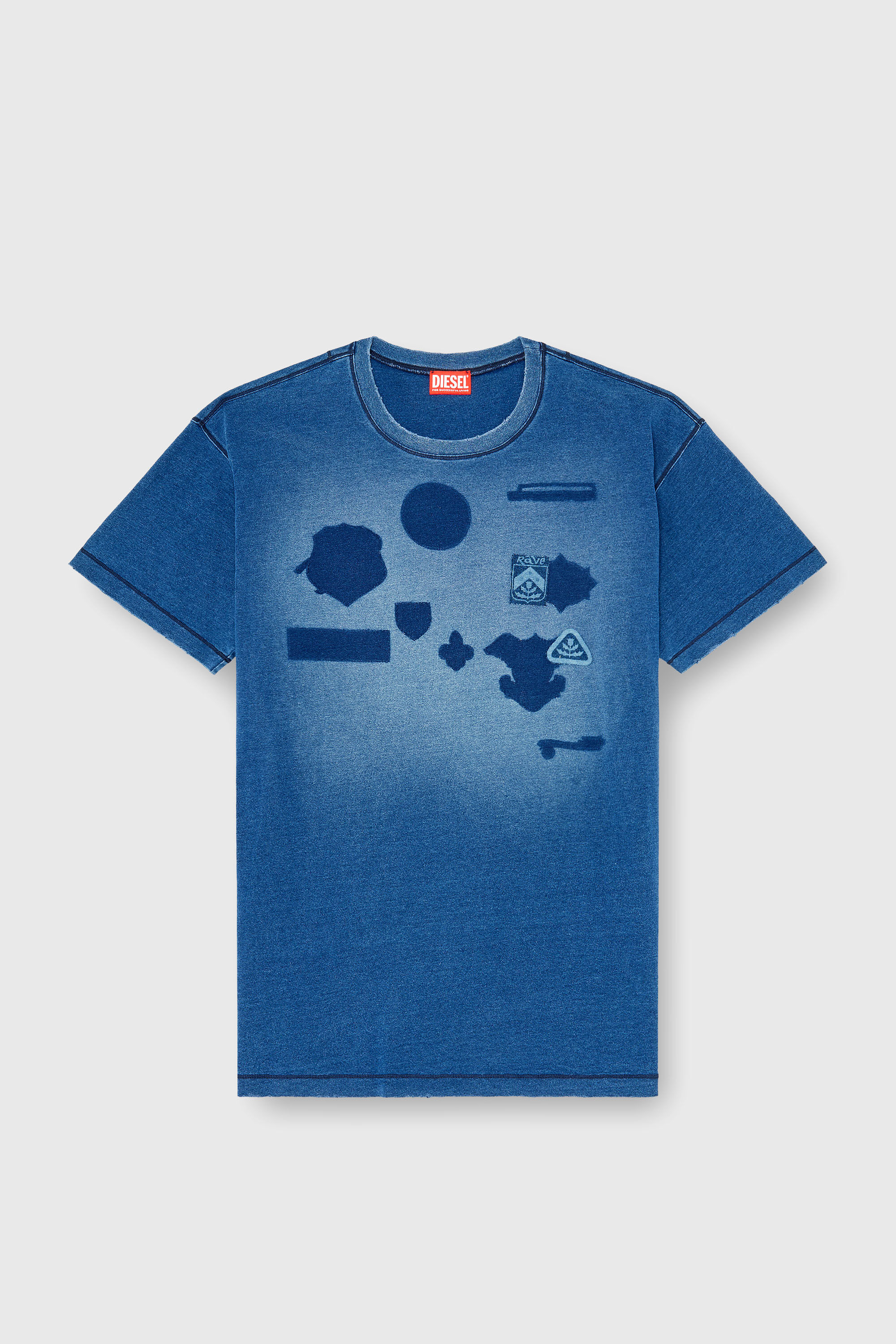 Diesel - T-NOX, T-shirt avec patchs effet ombre Homme in Bleu - 2