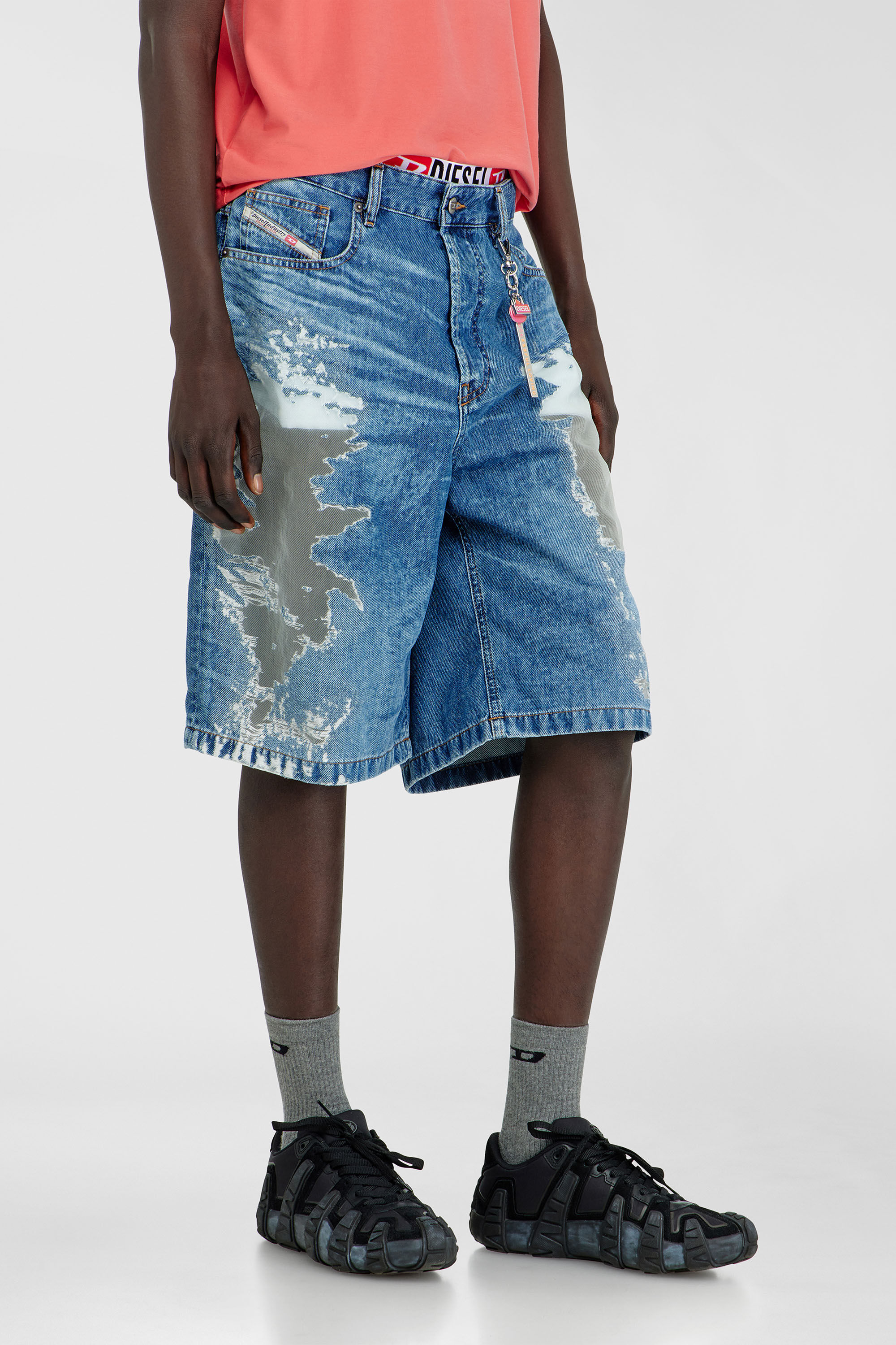 Diesel - PR-DE-SIRE-SHORT, Short en denim devor&eacute; Mixte in Bleu - 7