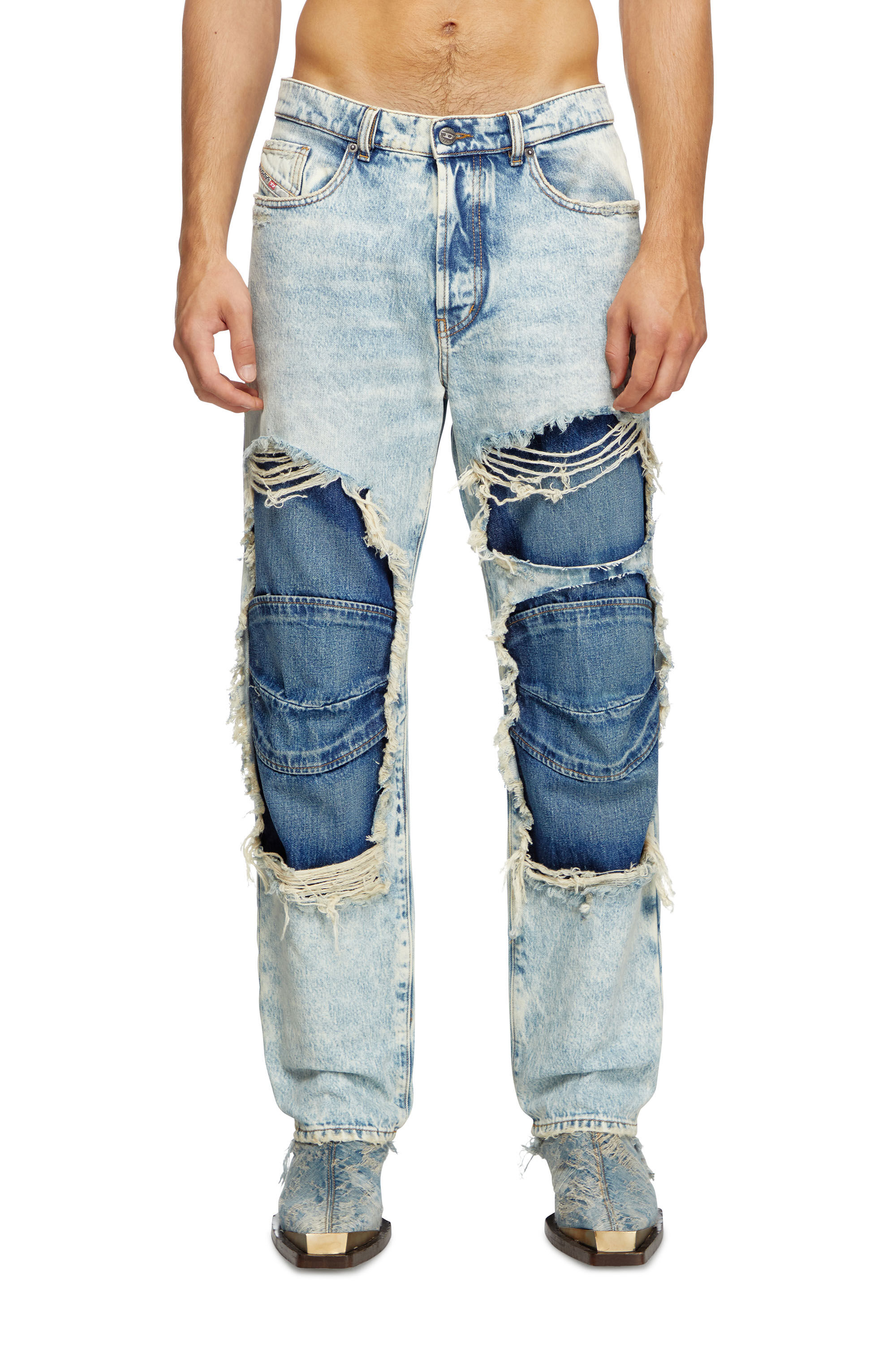 Diesel - Straight Jeans D-Fire 0AJEN Mixte, Bleu Clair - Image 3