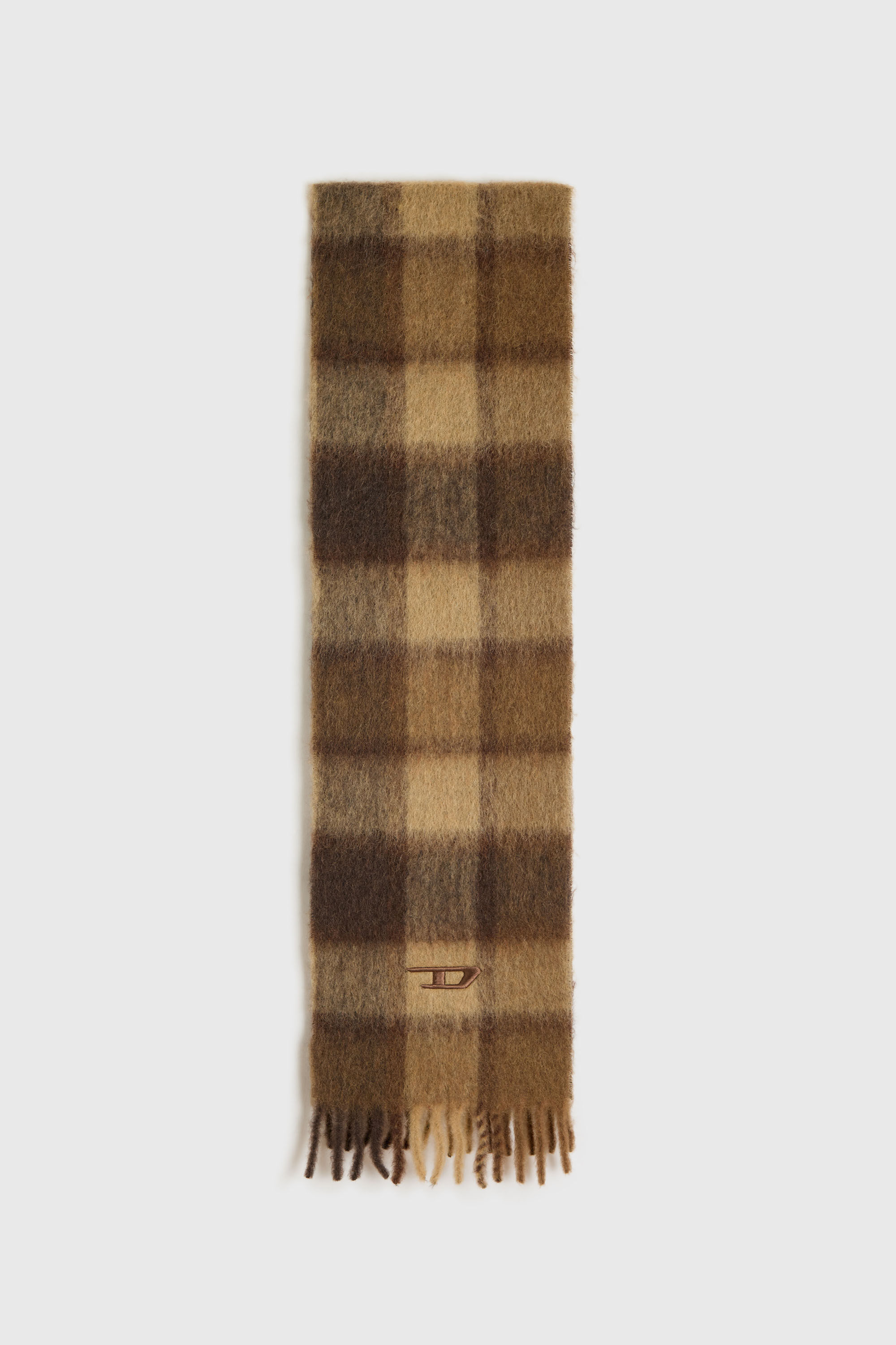 Diesel - S-IPON, &Eacute;charpe &agrave; carreaux en m&eacute;lange d'alpaga et de mohair Mixte in Marron - 1