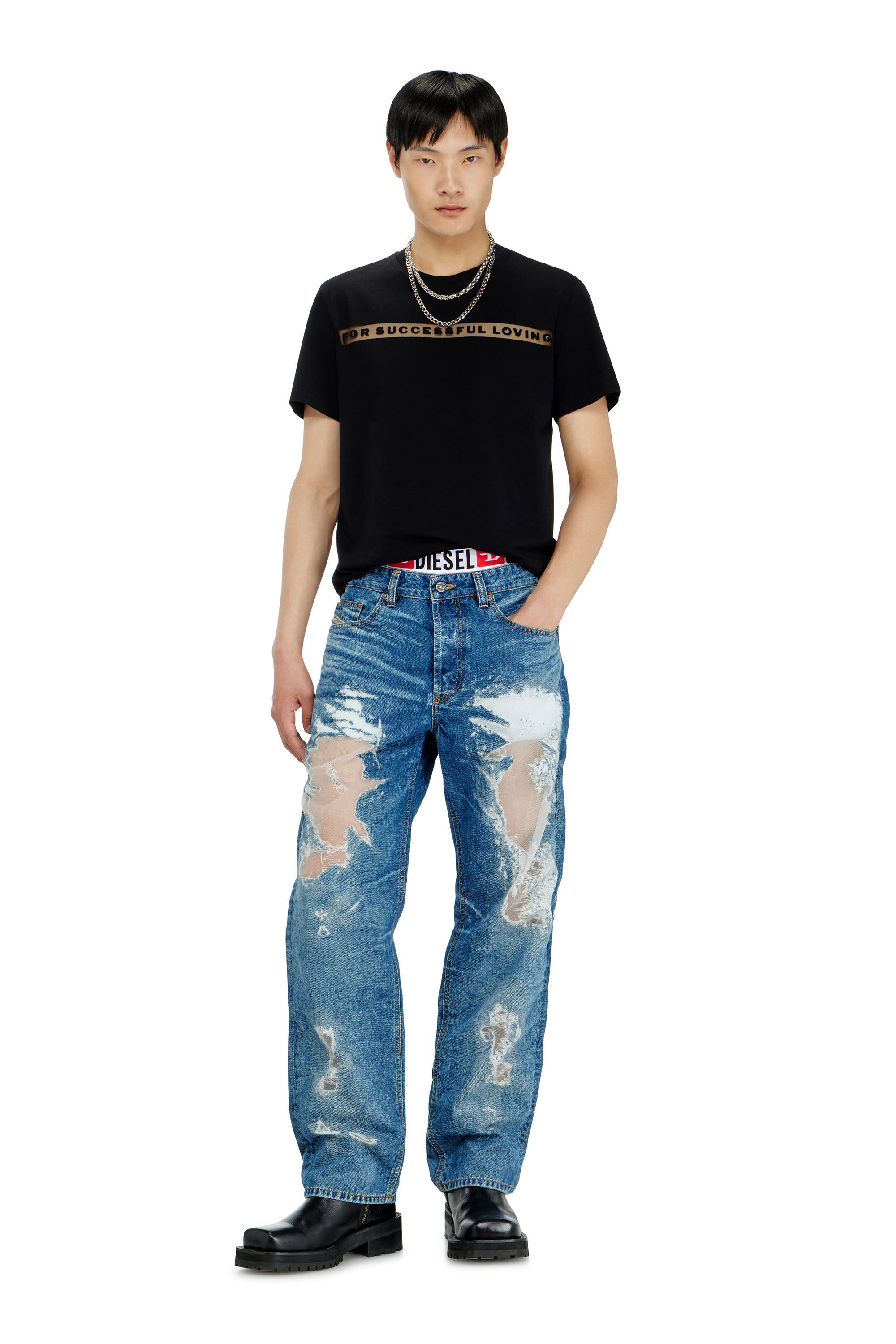 Diesel - PR-T-NOTS-CHI-R, T-shirt avec logo For Successful Loving Mixte in Noir - 1