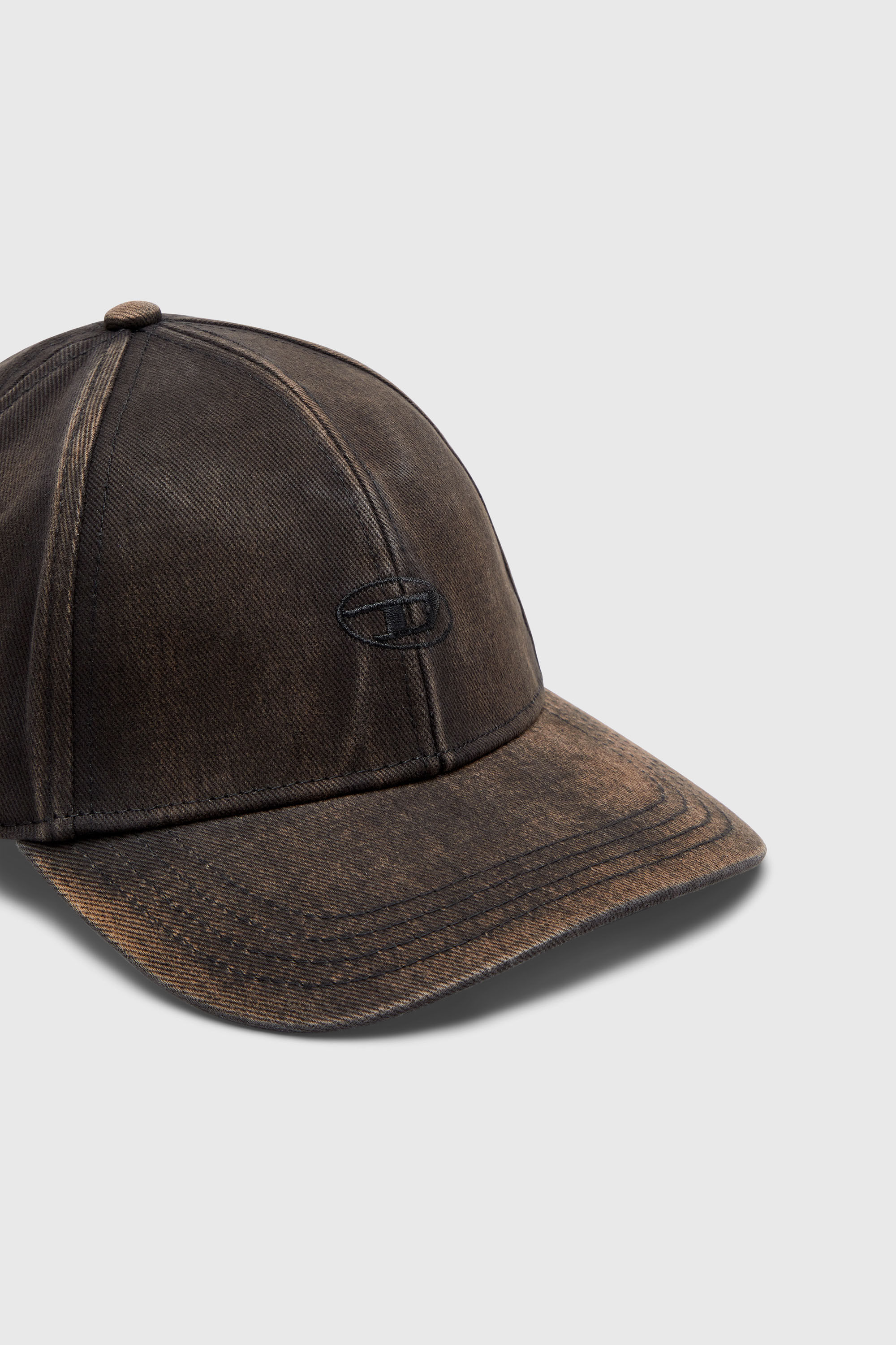 Diesel - C-RUN-WASH, Casquette de baseball en serg&eacute; de coton d&eacute;lav&eacute; Homme in Noir - 3