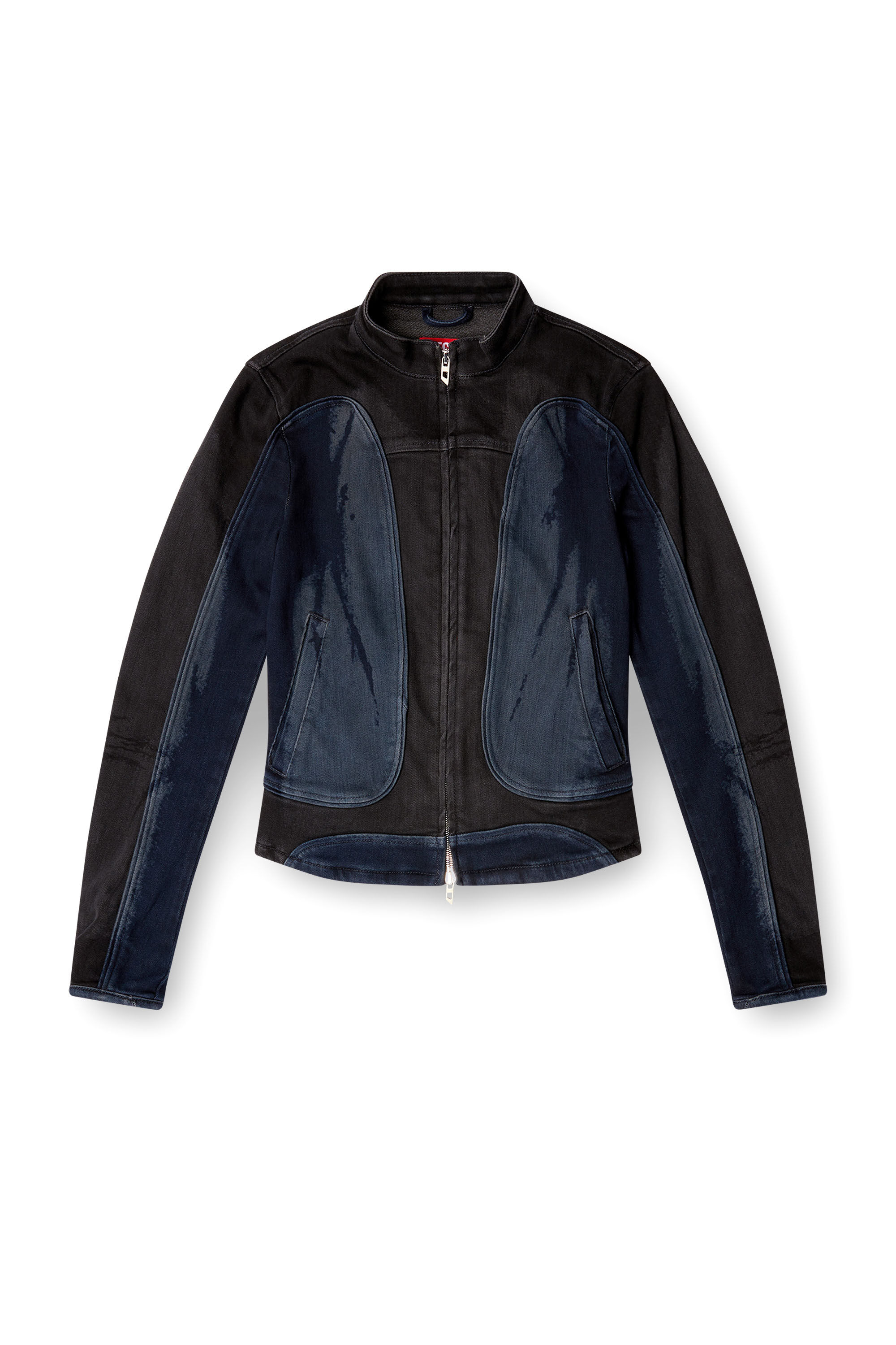 Diesel - DE-MORNY-S, Veste style motard en denim bicolore Femme in Polychrome - 2
