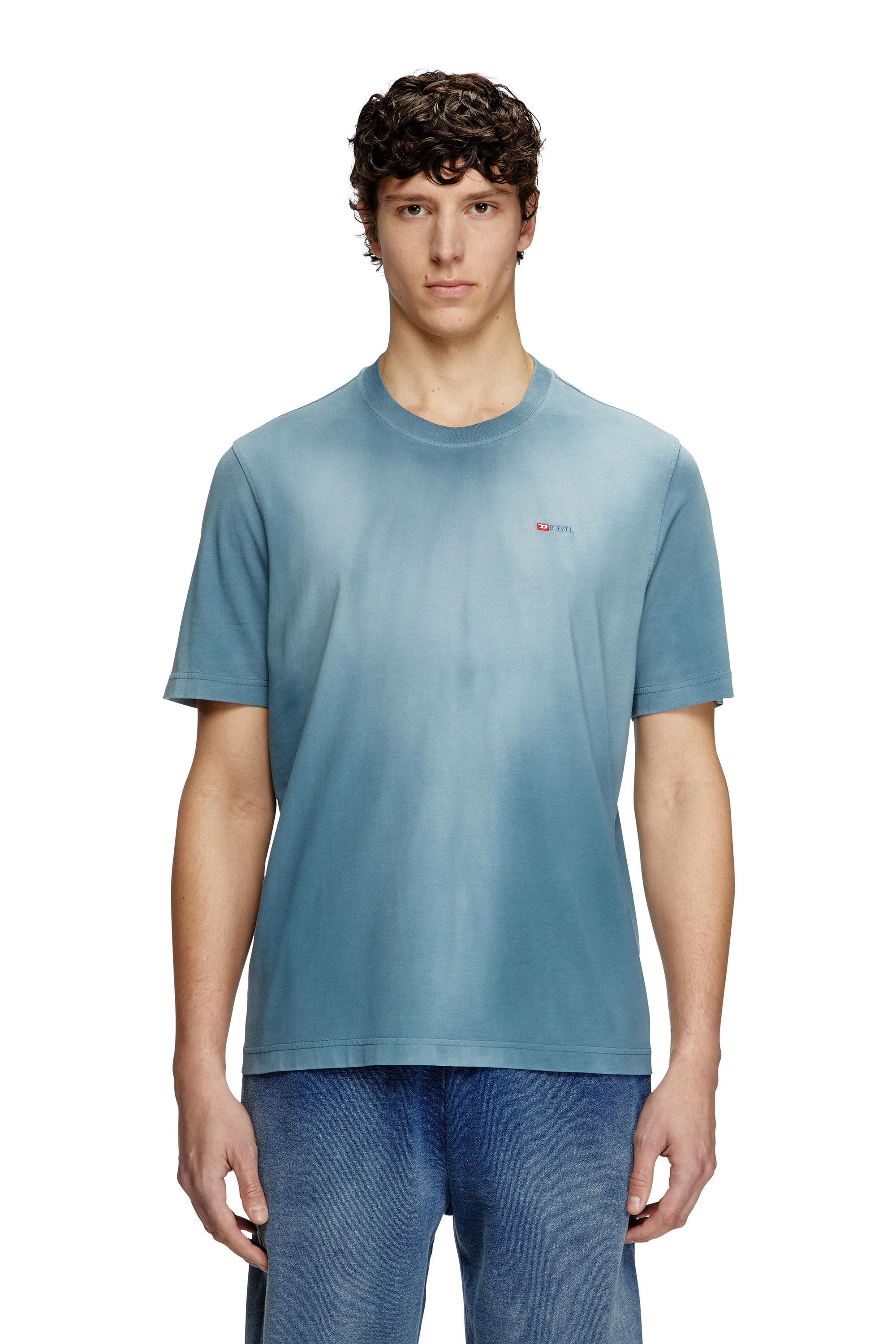 Tシャツ・カットソー DIESEL T Adjust R15 T-Shirt Teal Blue A166210PKAL89M A166210 Men's Faded T-shirt with micro logo embroidery | Blue | Diesel