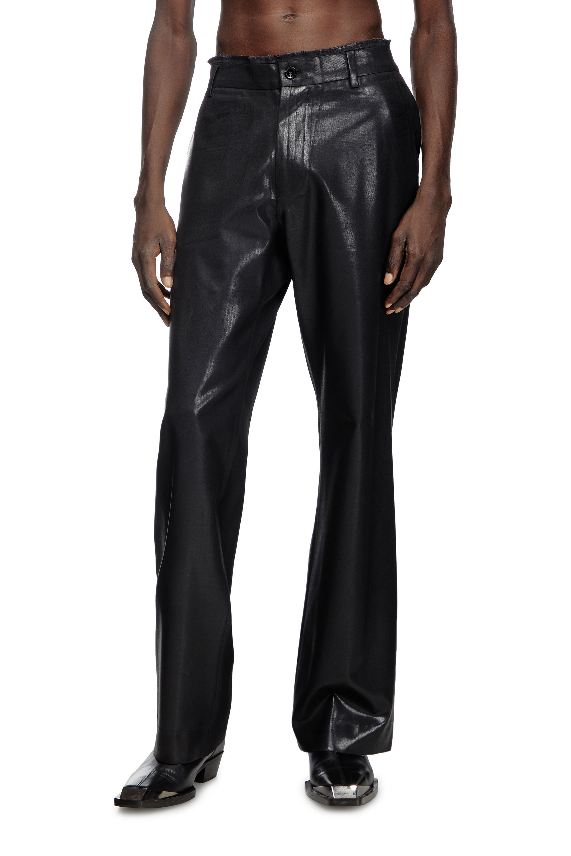 Diesel - P-KILEY-HEAV, Pantalon en Laine Fraîche avec taille bordée de denim Homme in Noir - 3