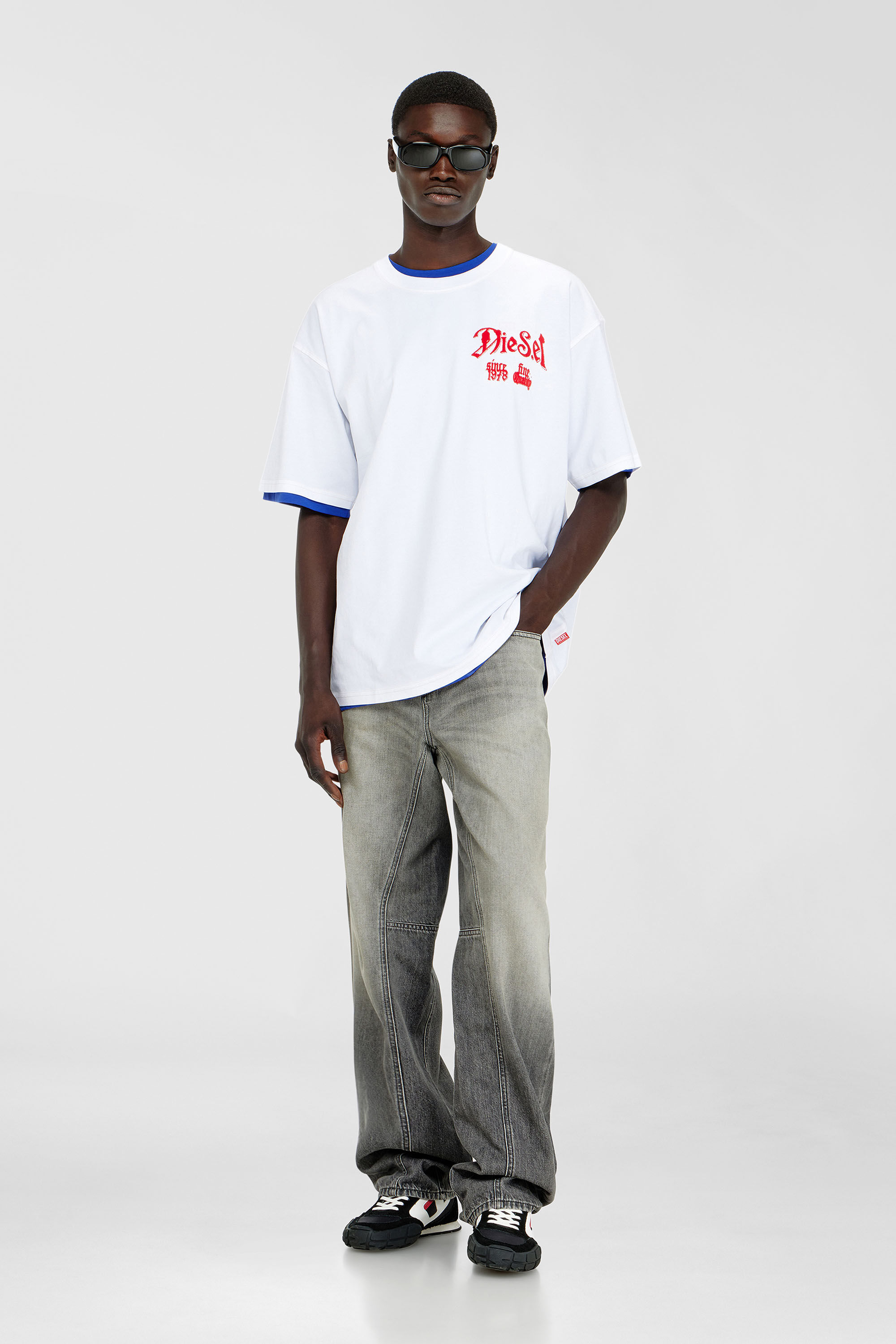 Diesel - T-BOXT-AA2, T-shirt en coton avec motif floqu&eacute; Homme in Blanc - 1