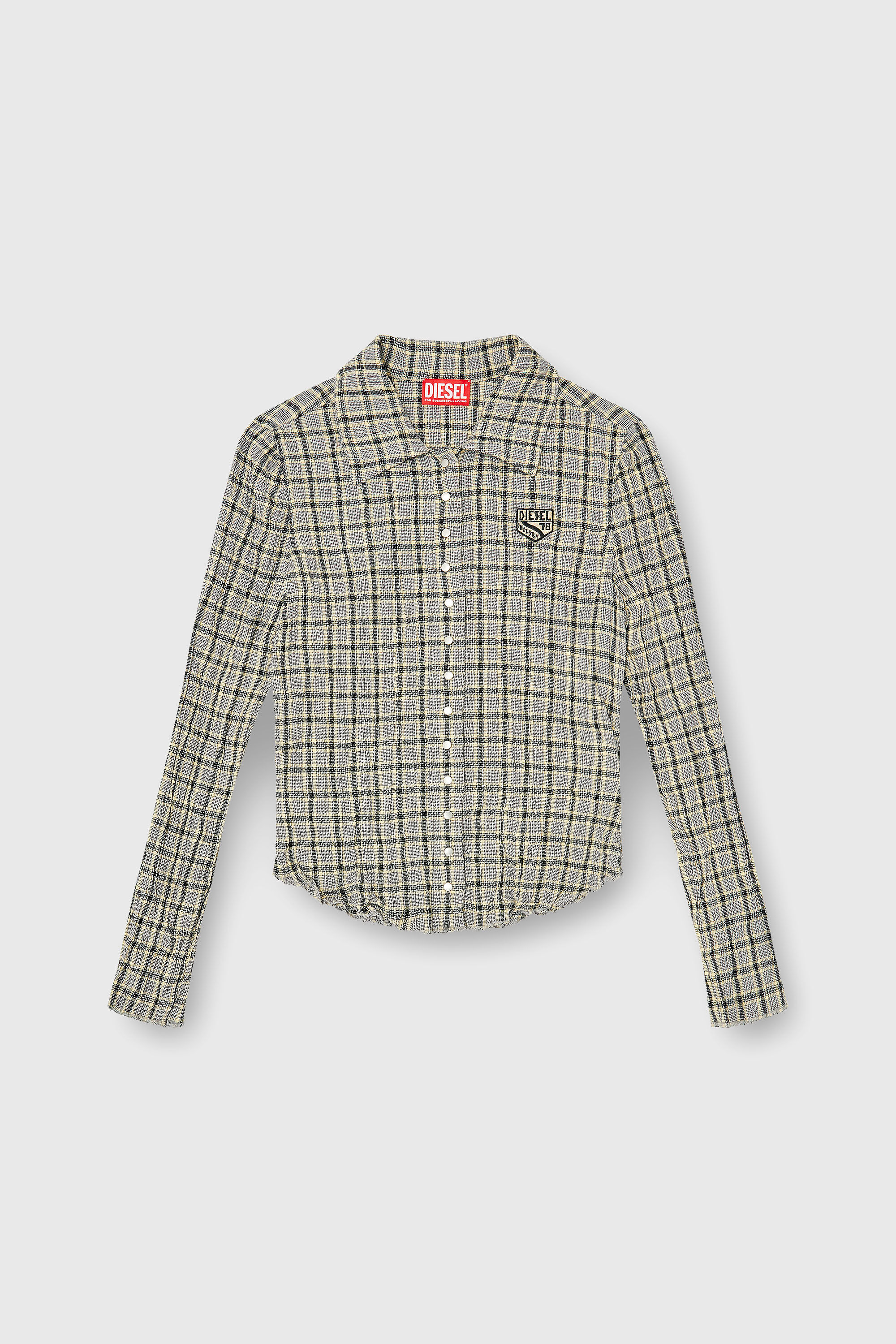 Diesel - C-ARRILON, Chemise &agrave; carreaux effet seersucker Femme in Gris - 2