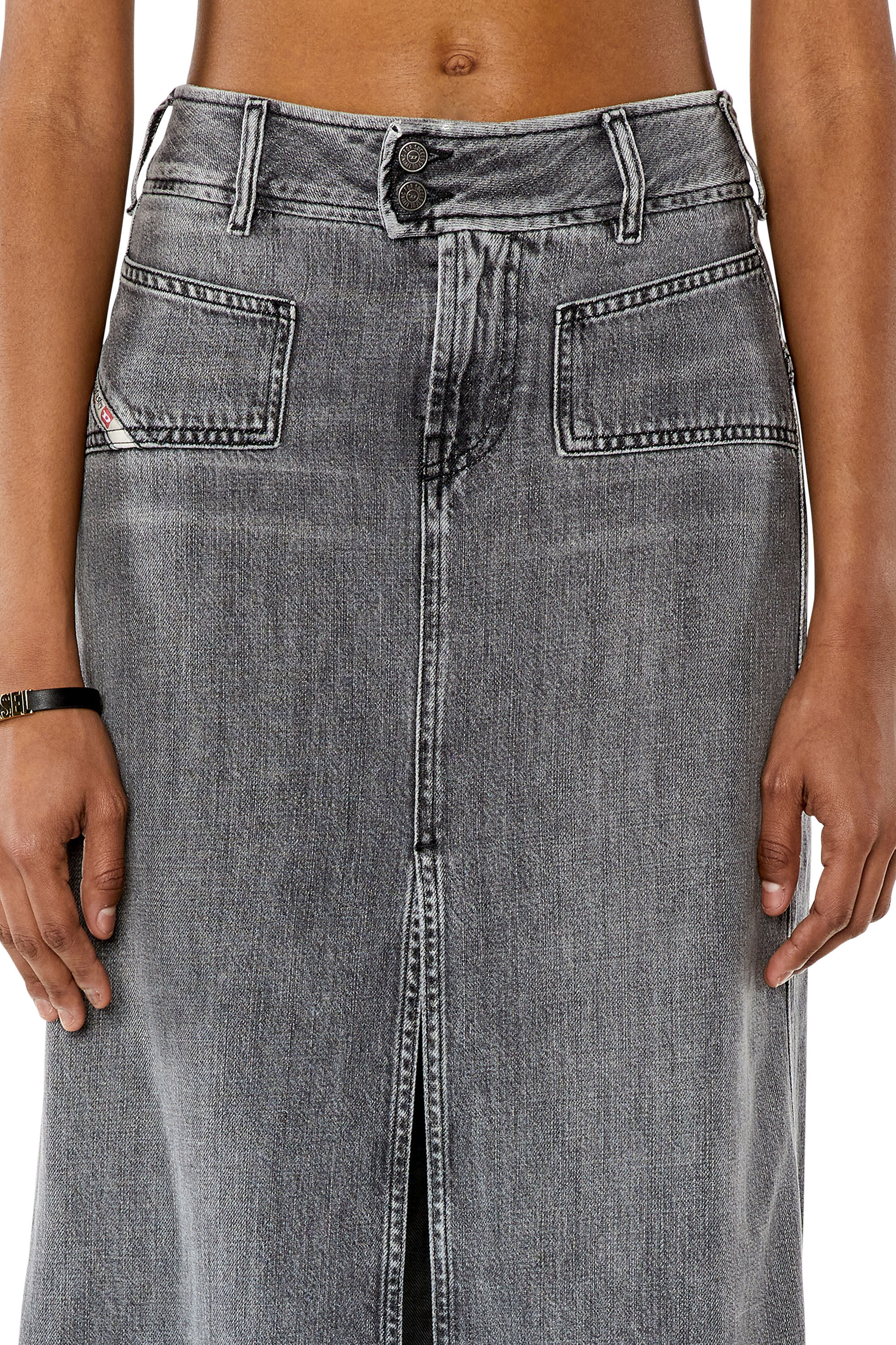 Gray denim midi skirt outlet
