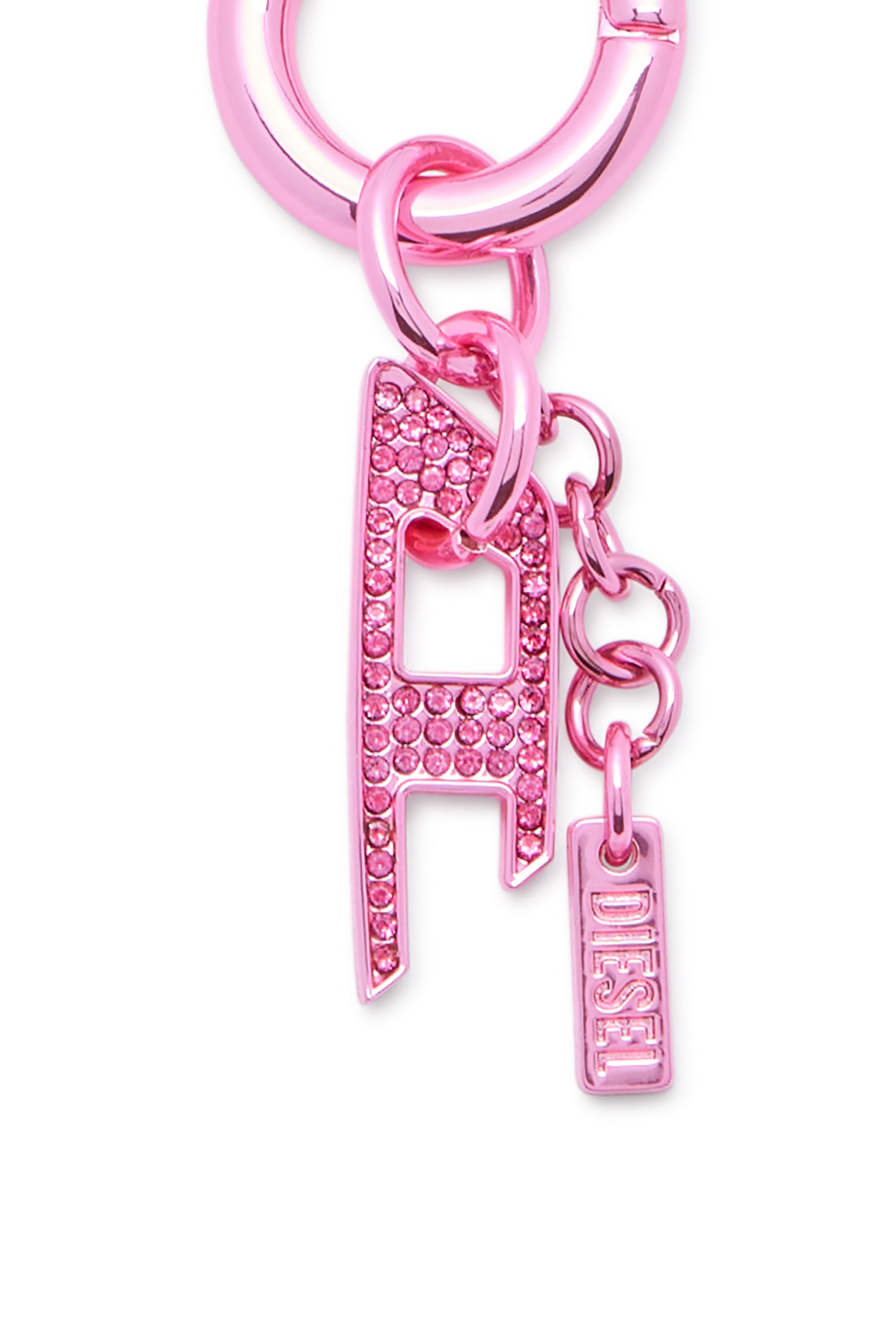Diesel - CHARM-D, Charm en m&eacute;tal avec breloque D en strass Mixte in Rose - 2