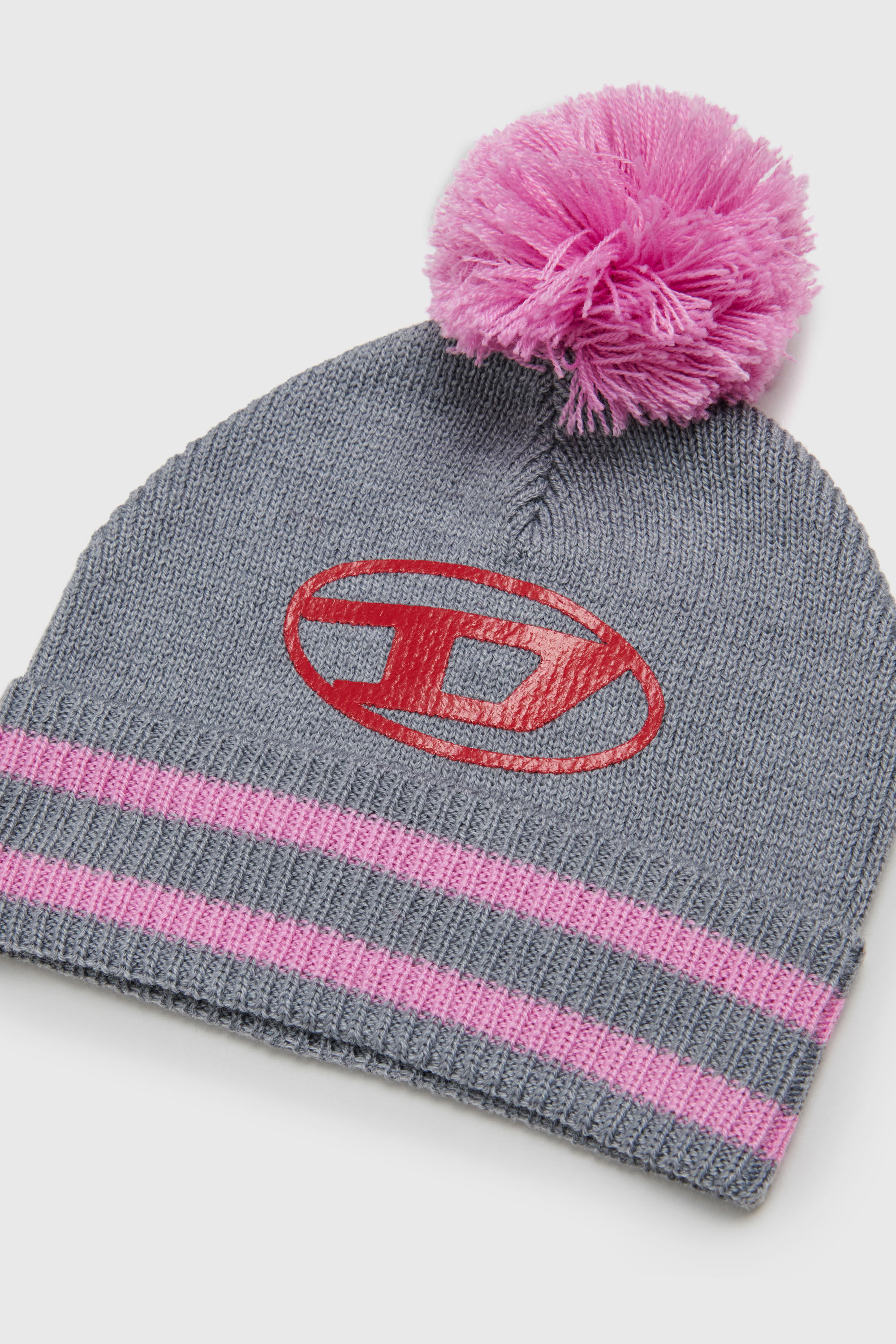 Diesel - FUTEEB, Bonnet &agrave; pompon ray&eacute; en m&eacute;lange de laine Mixte in Polychrome - 3