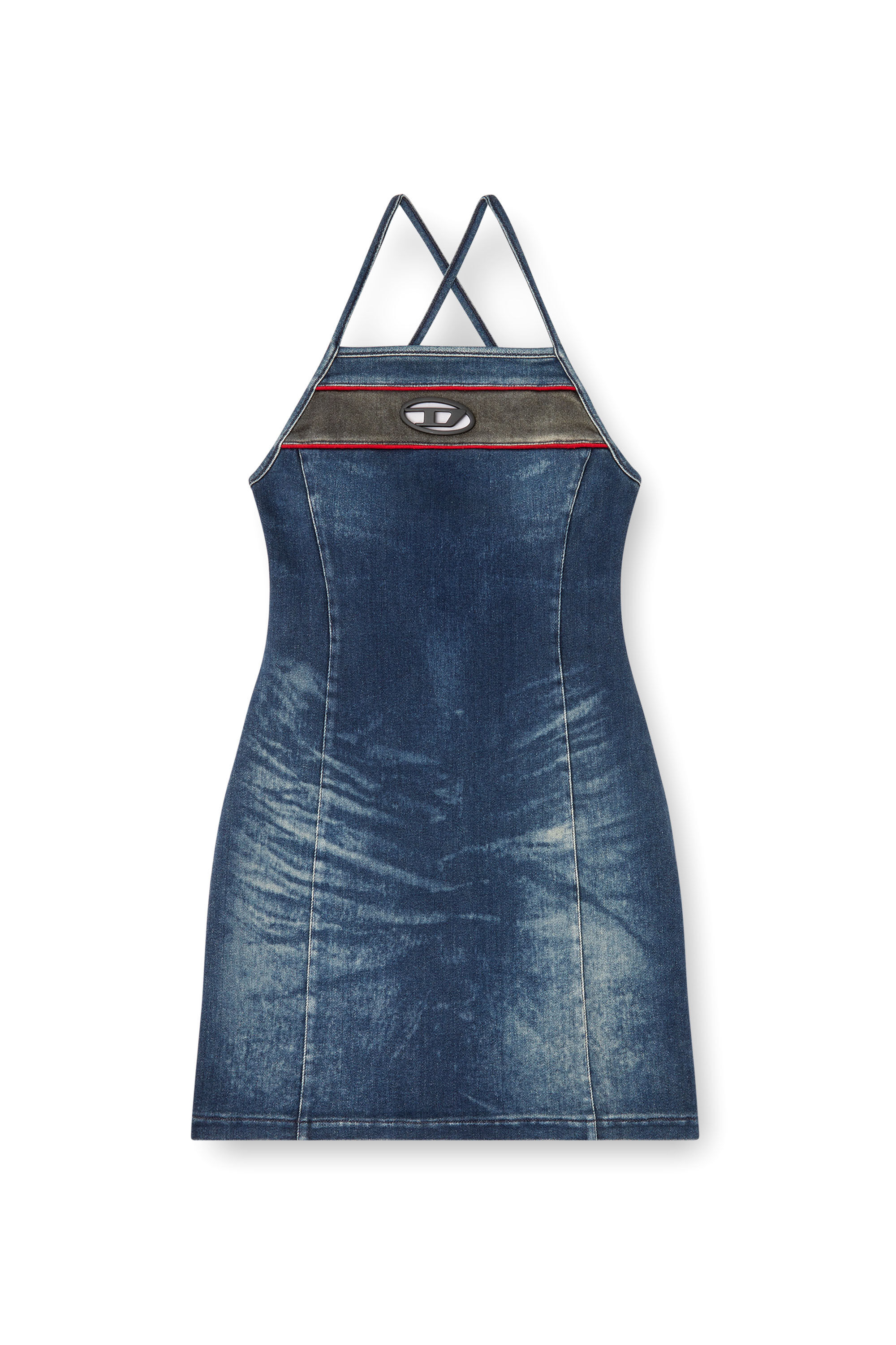 ワンピース DIESEL Women Dresses A173510ABCZ01 Blue Women's Short dress in stretch bicolour denim | Blue | Diesel