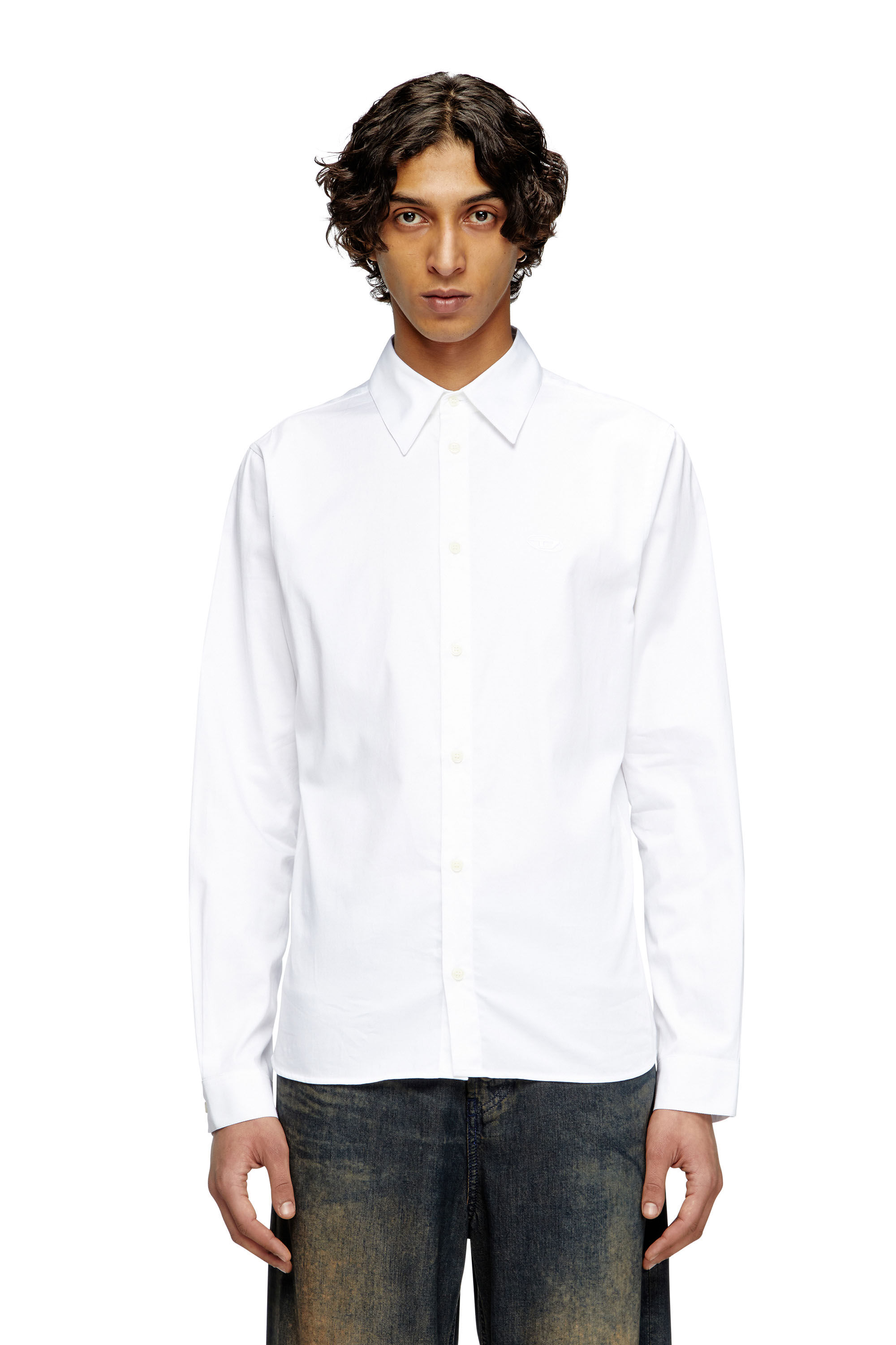 Diesel - S-FITTY-QFAV, Chemise avec broderie Oval D Homme in Blanc - 3