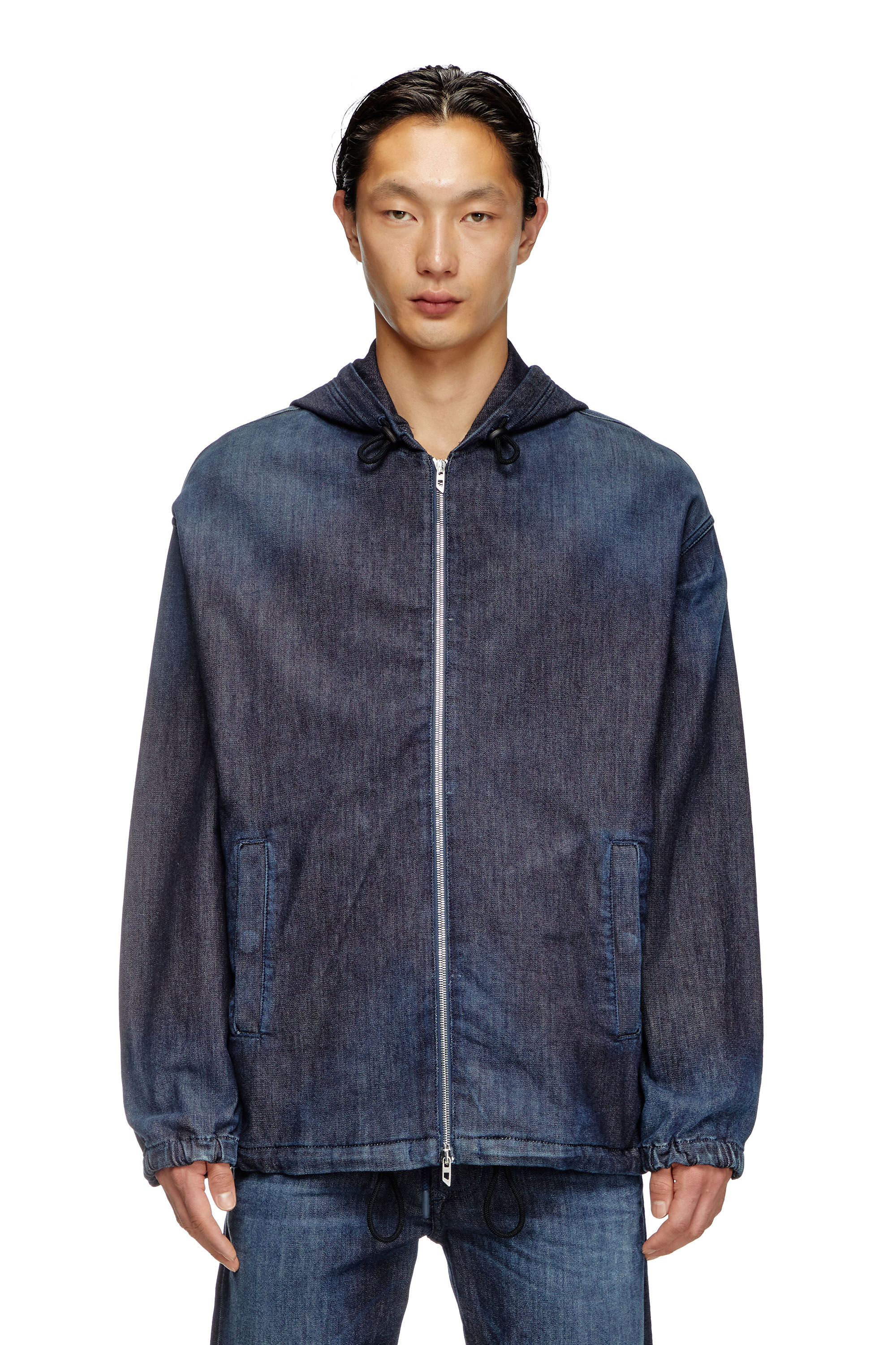 Diesel - D-WYNNY JOGG, Veste en JoggJeans à capuche Homme in Bleu - 3