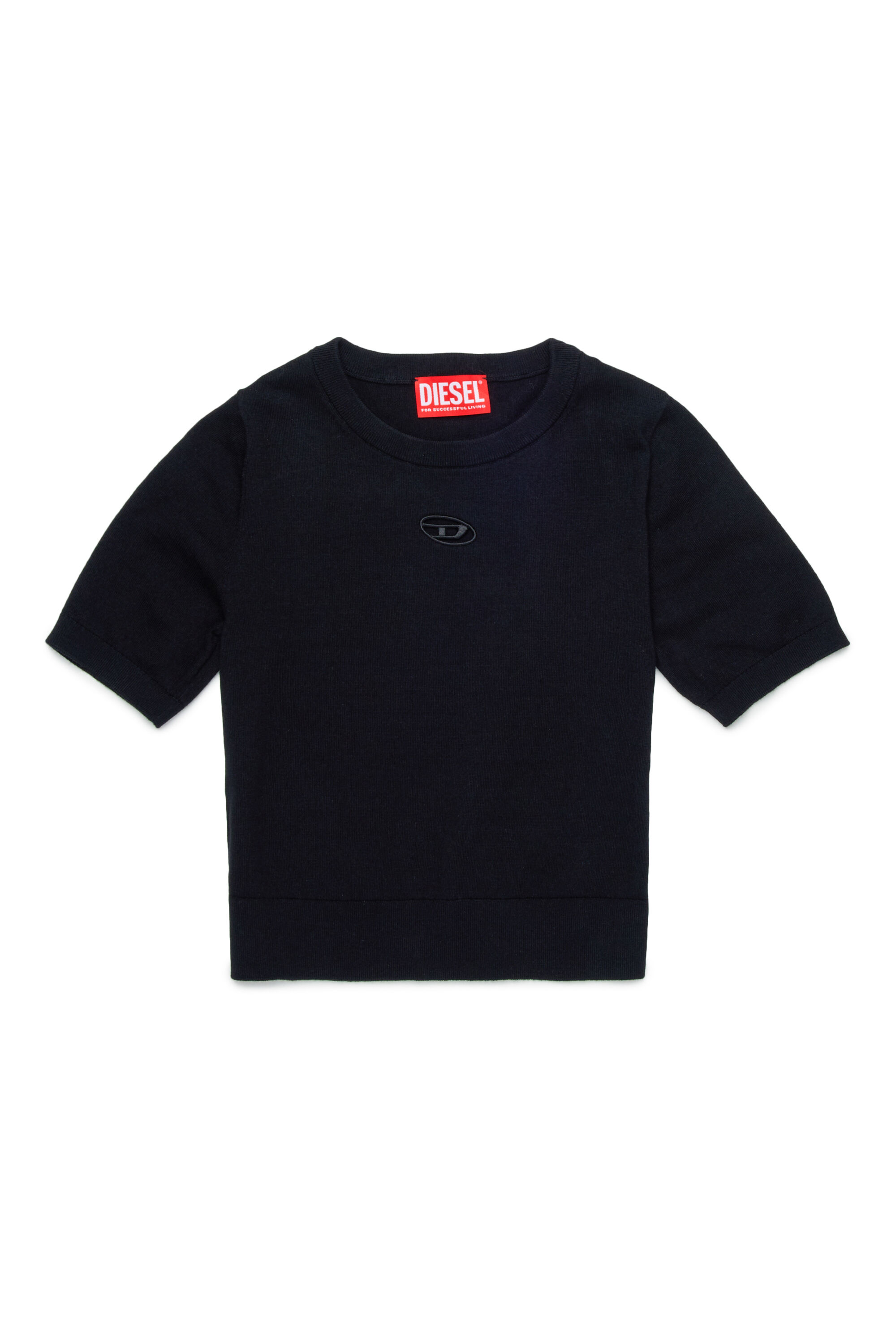 Diesel - KMARGA, T-shirt en tricot avec cut-out à logo Oval D Femme in Noir - 1