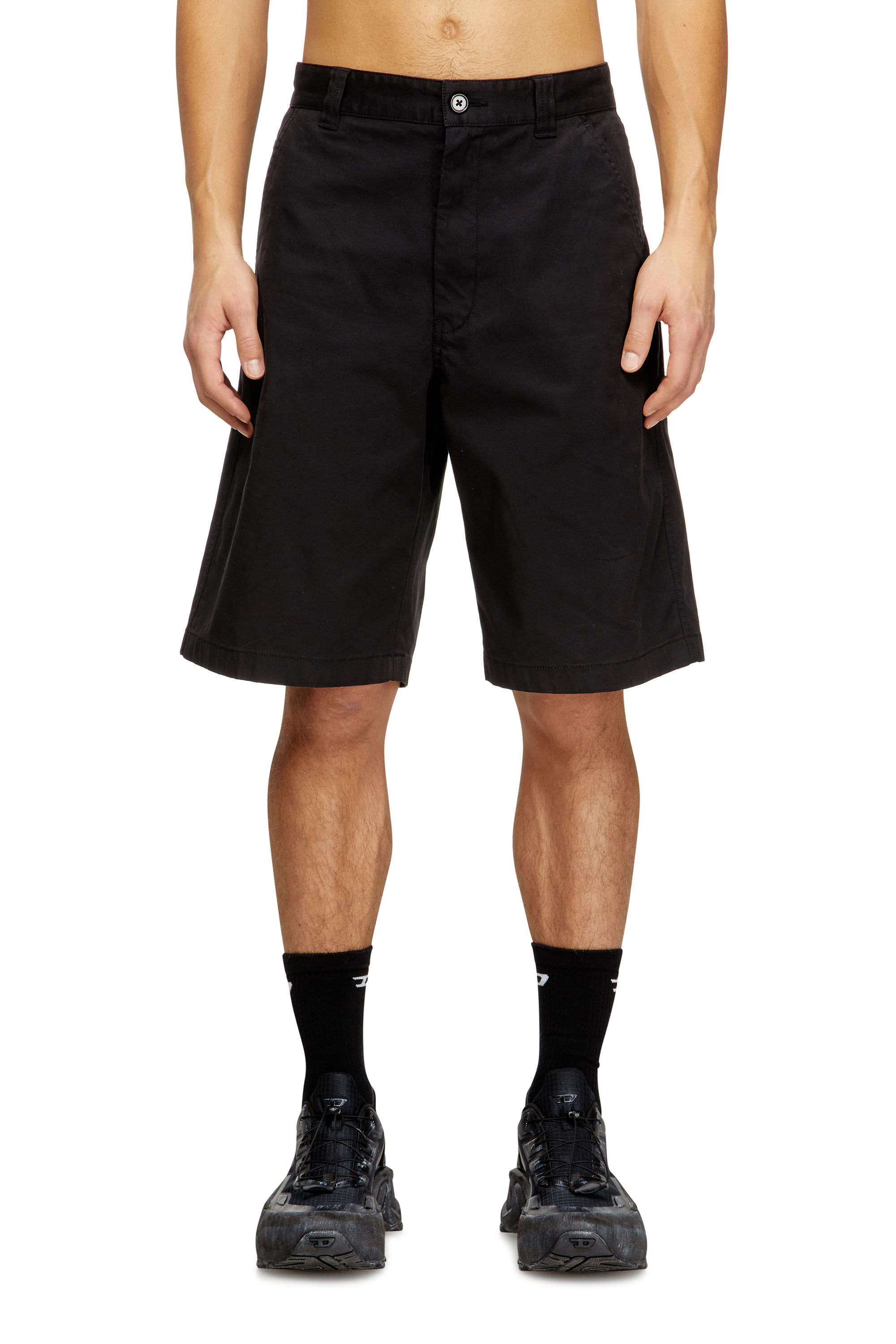 Diesel - P-HANT-CHINO-SHORT-EPCH, Shorts en coton avec traitement stonewash Homme in Noir - 3
