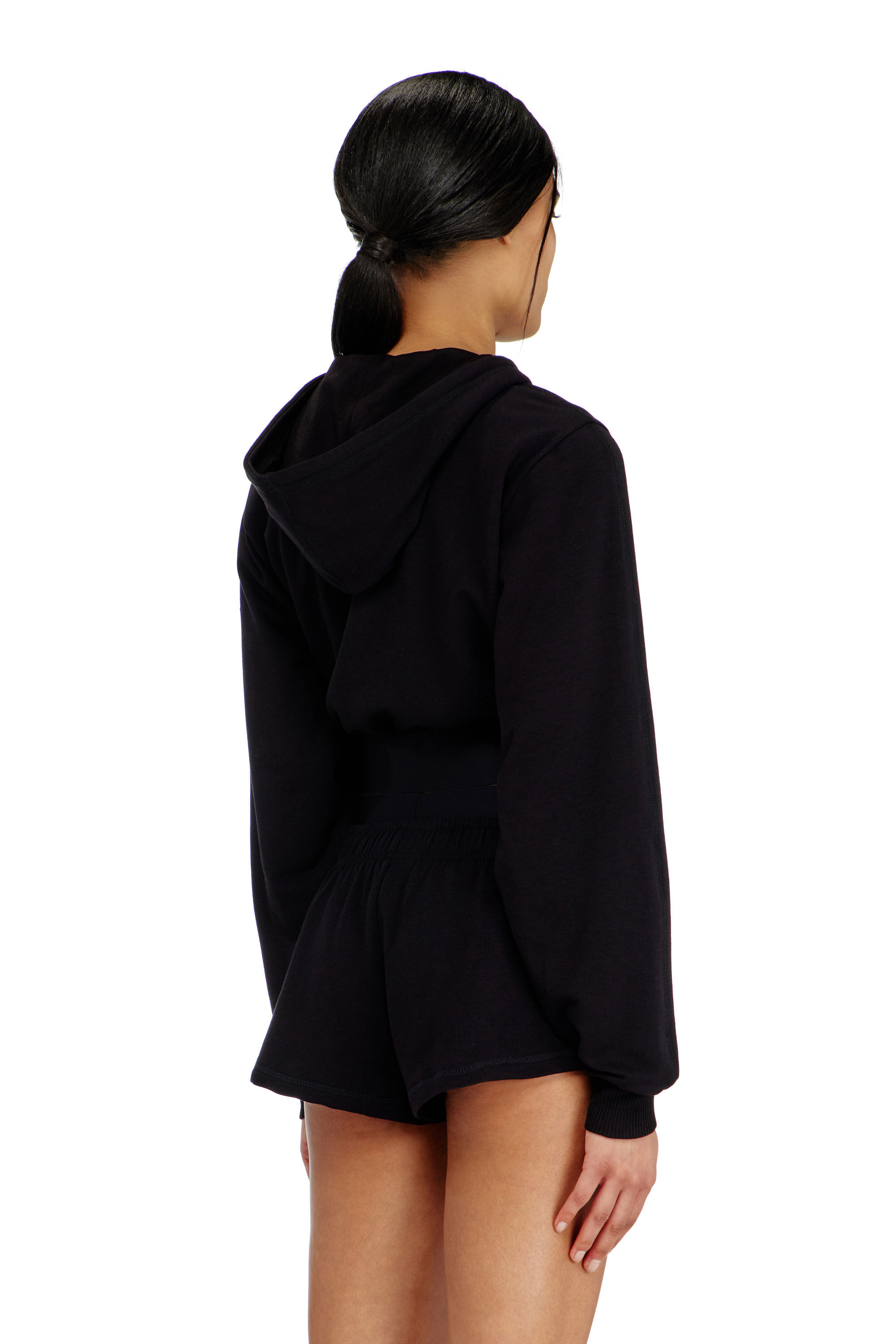 Diesel - NIKA-D-POP, Sweat &agrave; capuche cropped avec bande logo Femme in Noir - 3