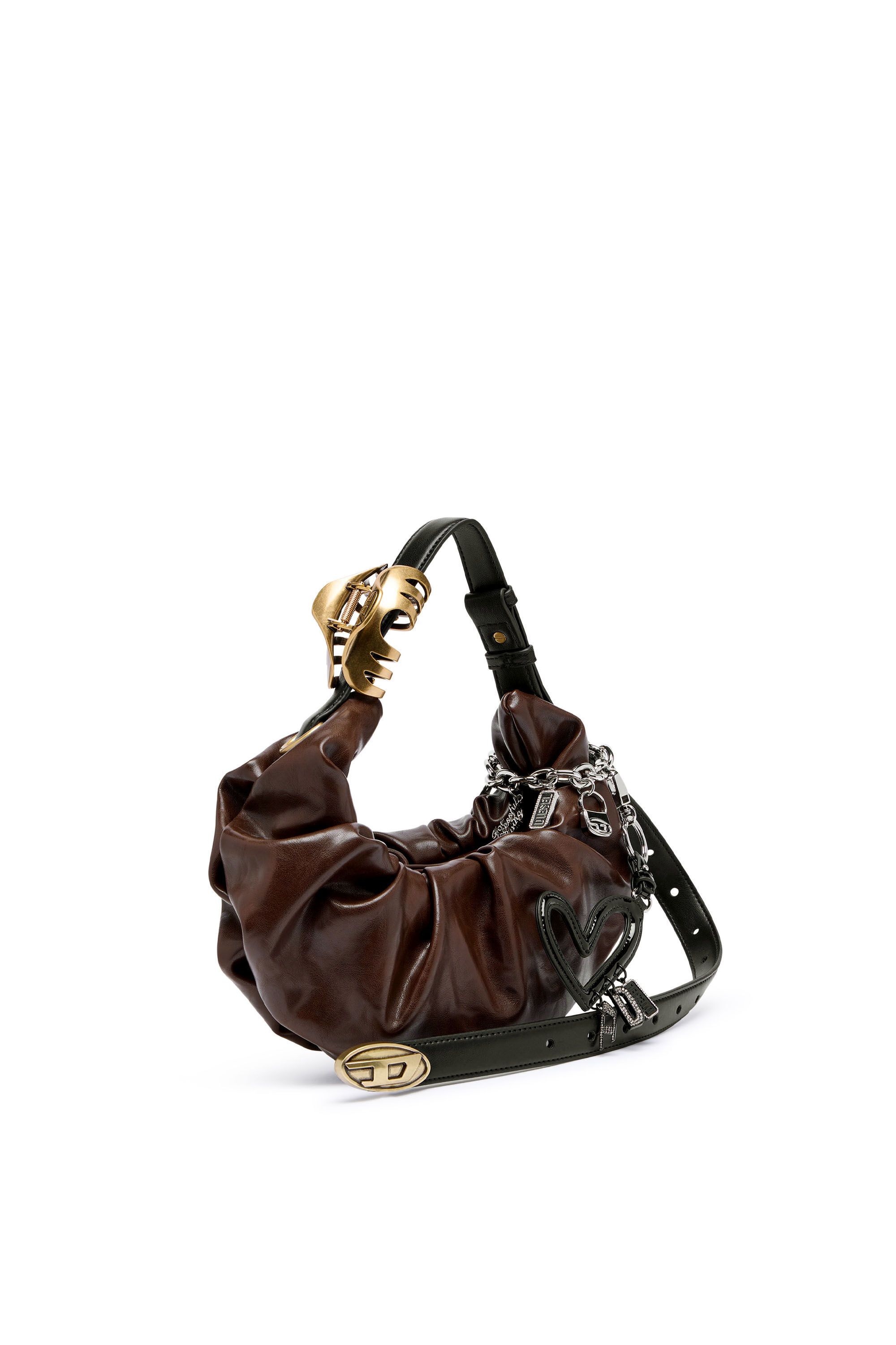 Diesel - GRAB-D HOBO S, Grab-D-Sac hobo &agrave; bandouli&egrave;re effet ceinture Femme in Marron - 7
