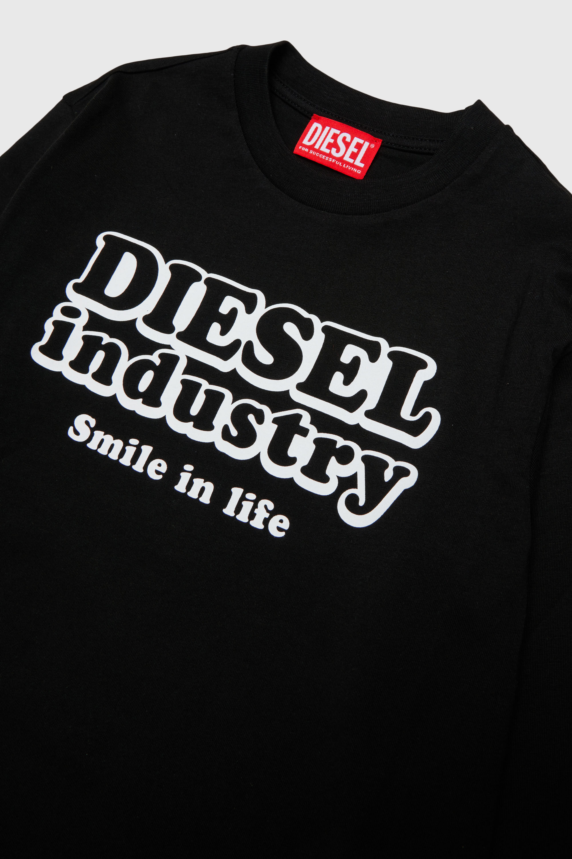 Diesel - TLODIMLS OVER, T-shirt &agrave; manches longues avec imprim&eacute; Diesel Industry Homme in Noir - 3