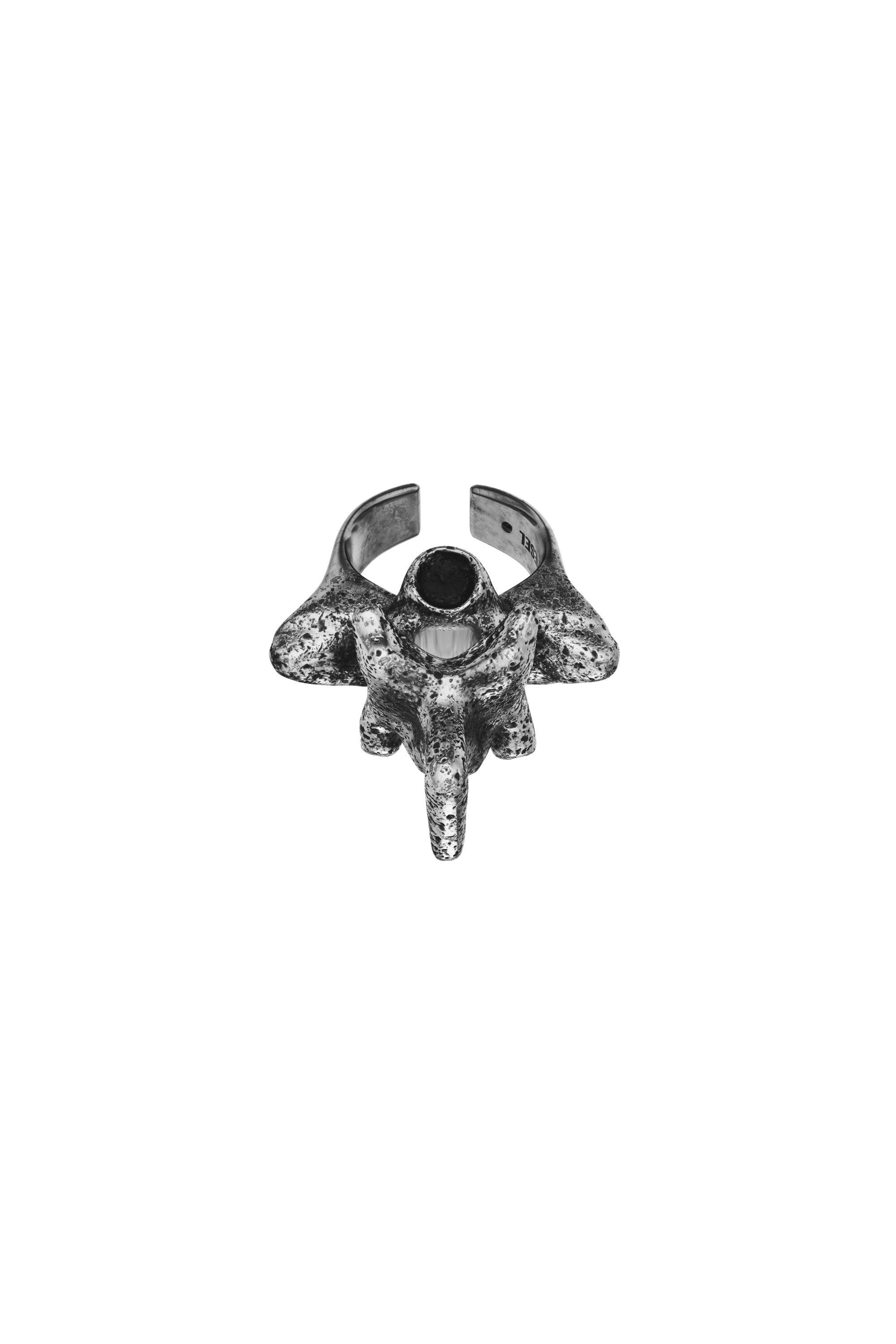 Diesel - DX1708040 JEWELLERY, Bague en m&eacute;tal argent&eacute; avec anneau central Mixte in Gris - 2
